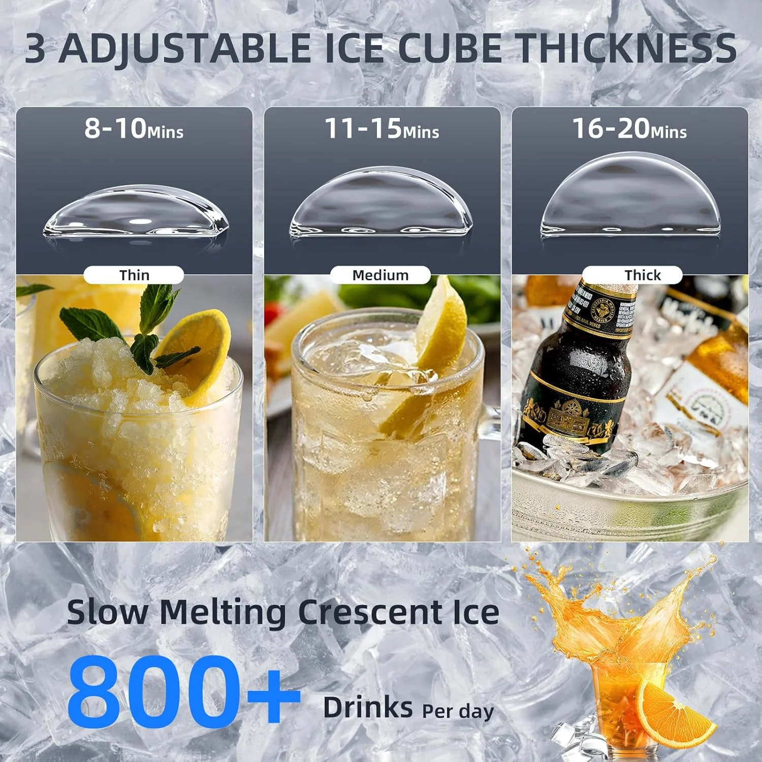 Commercial Ice Maker Machine,100lbs/24H Moon-Shaped Ice Machine with 28 Lbs Storage Capacity - Image 4