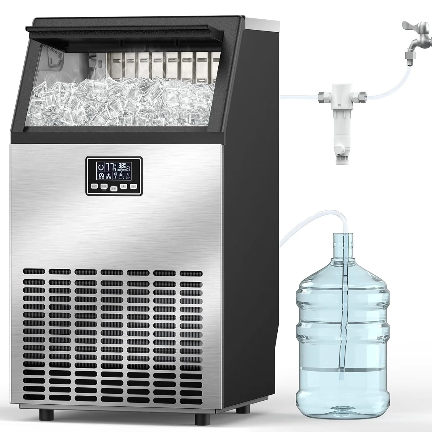 Commercial Ice Maker Machine,100lbs/24H Moon-Shaped Ice Machine with 28 Lbs Storage Capacity - Image 8