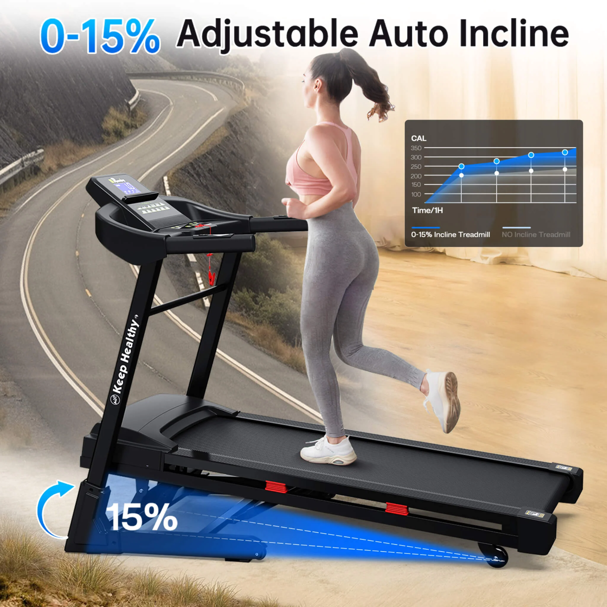 Rovix Compact 3.5HP Foldable Electric Treadmill With Bluetooth, LCD Display & 12 Pre-Set Running Programs (SAK25879) - Image 10