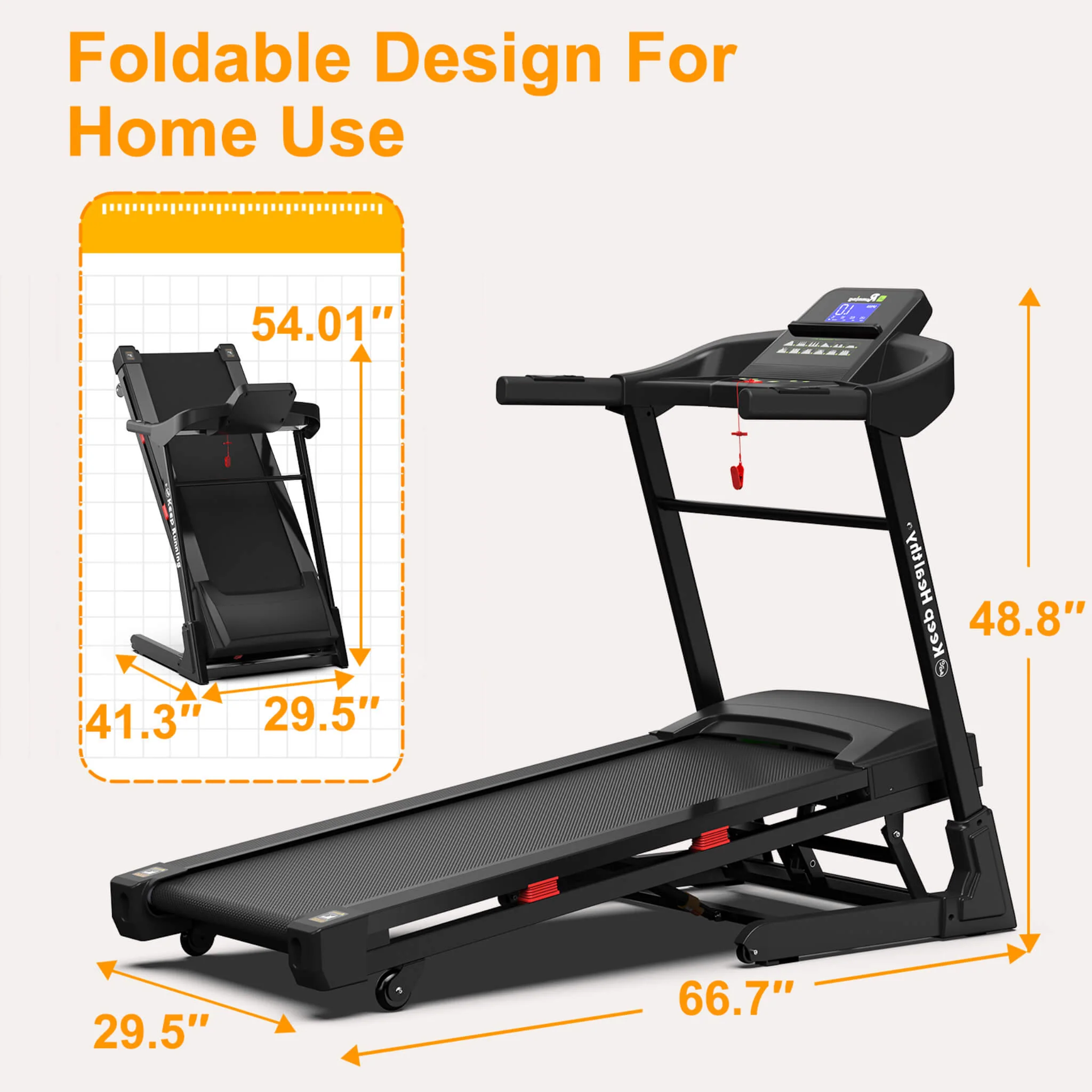 Rovix Compact 3.5HP Foldable Electric Treadmill With Bluetooth, LCD Display & 12 Pre-Set Running Programs (SAK25879) - Image 6