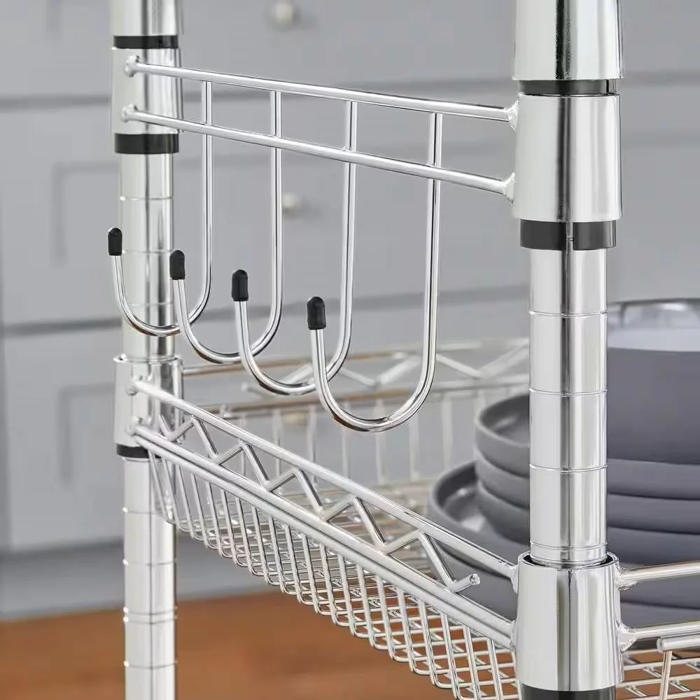 Compact Kitchen Cart with Stainless Steel Top and 2 Bottom Storage Shelves - Image 4