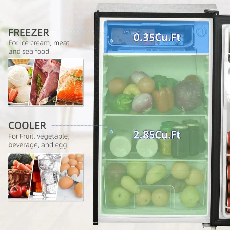 Compact Refrigerator Mini Fridge/Freezer 3.2 Cu.Ft, Black - Image 3