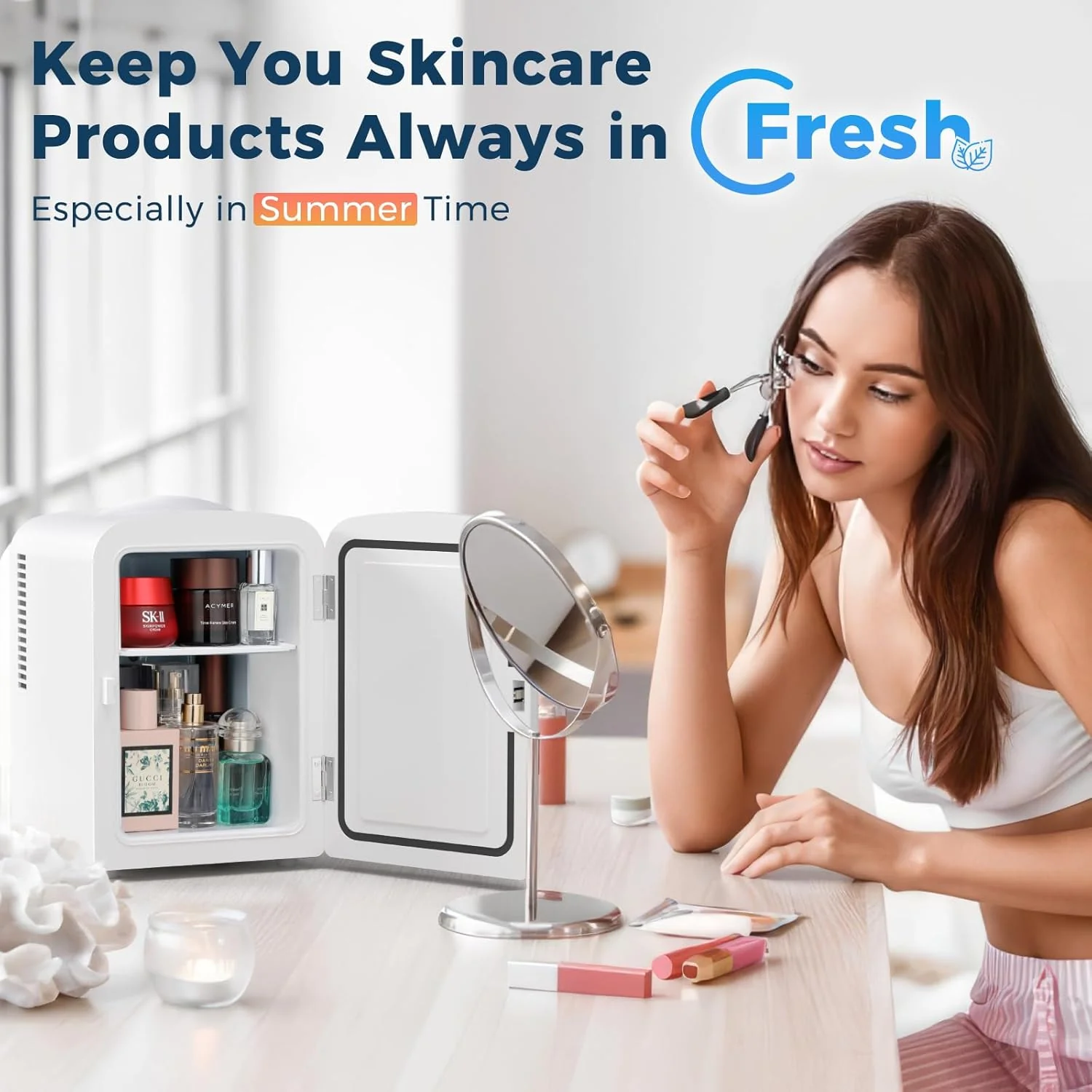 Compact Refrigerator, Portable Mini Fridge, Skin Care 4L Capacity/6 Cans F3404 - Image 10
