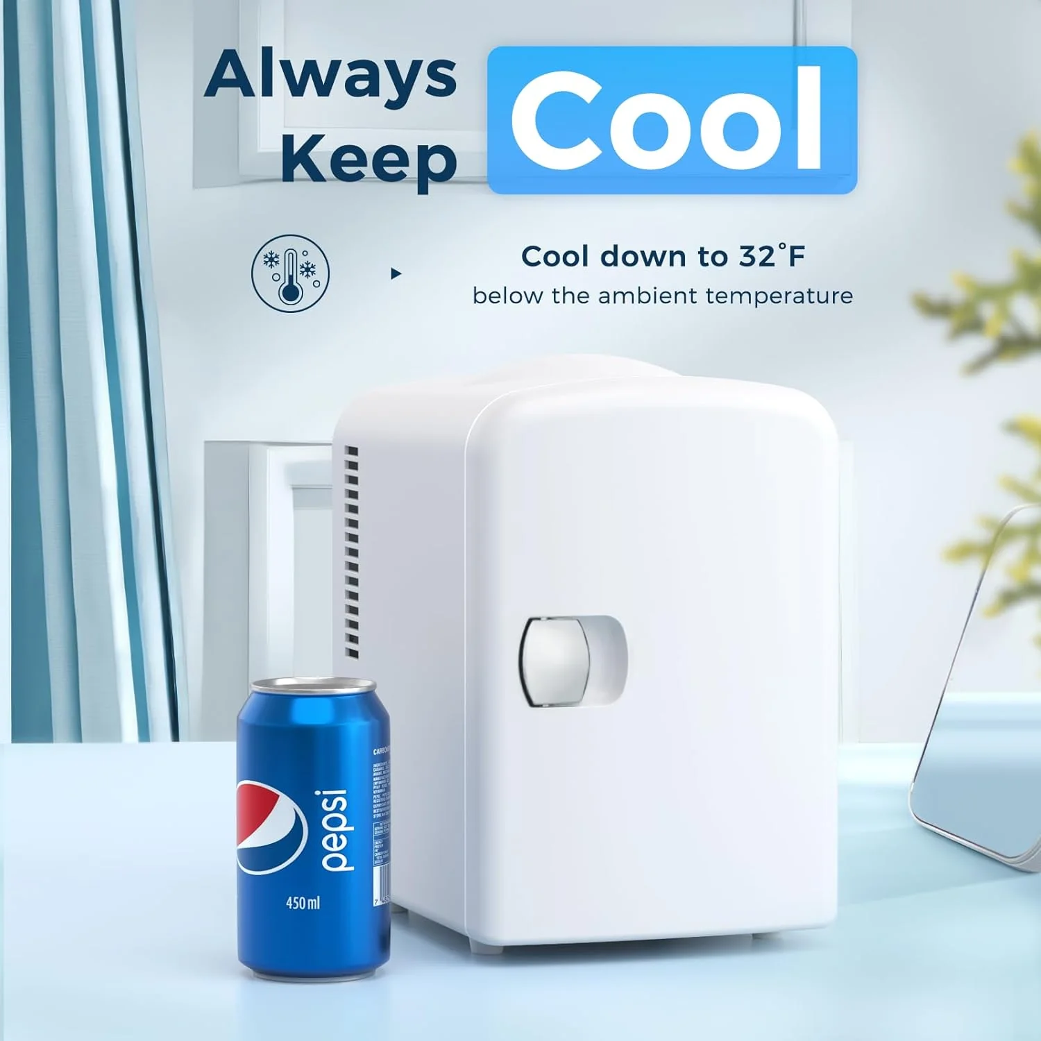 Compact Refrigerator, Portable Mini Fridge, Skin Care 4L Capacity/6 Cans F3404 - Image 11