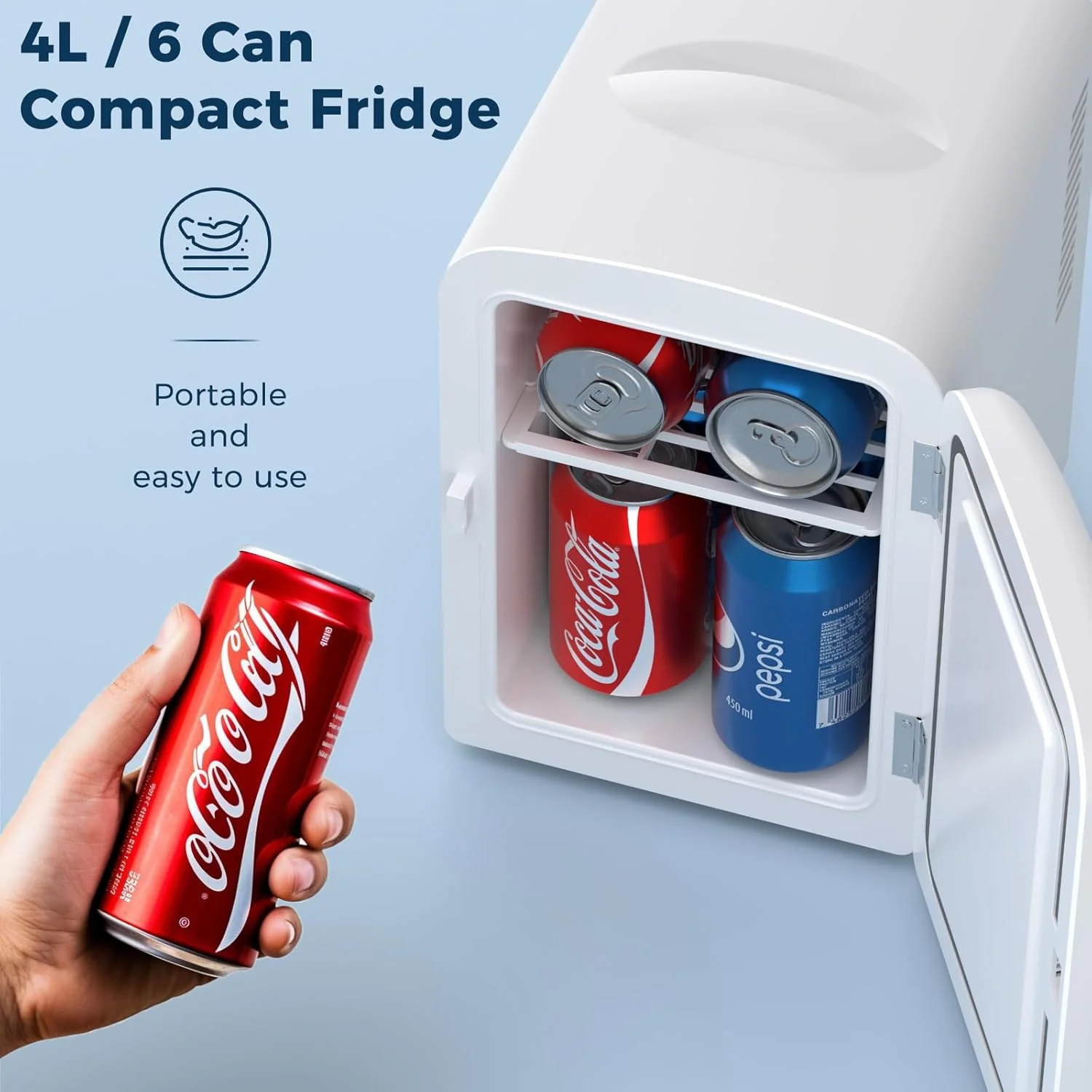Compact Refrigerator, Portable Mini Fridge, Skin Care 4L Capacity/6 Cans F3404 - Image 12