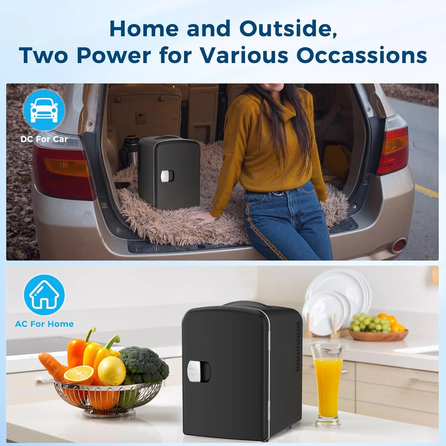 Compact Refrigerator, Portable Mini Fridge, Skin Care 4L Capacity/6 Cans F3404 - Image 2