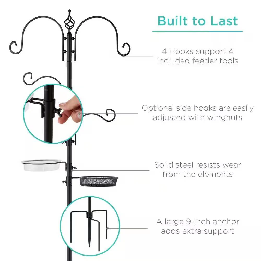 Complete Bird Feeder Set with Black Metal Stand and Bird Feeders - Image 4