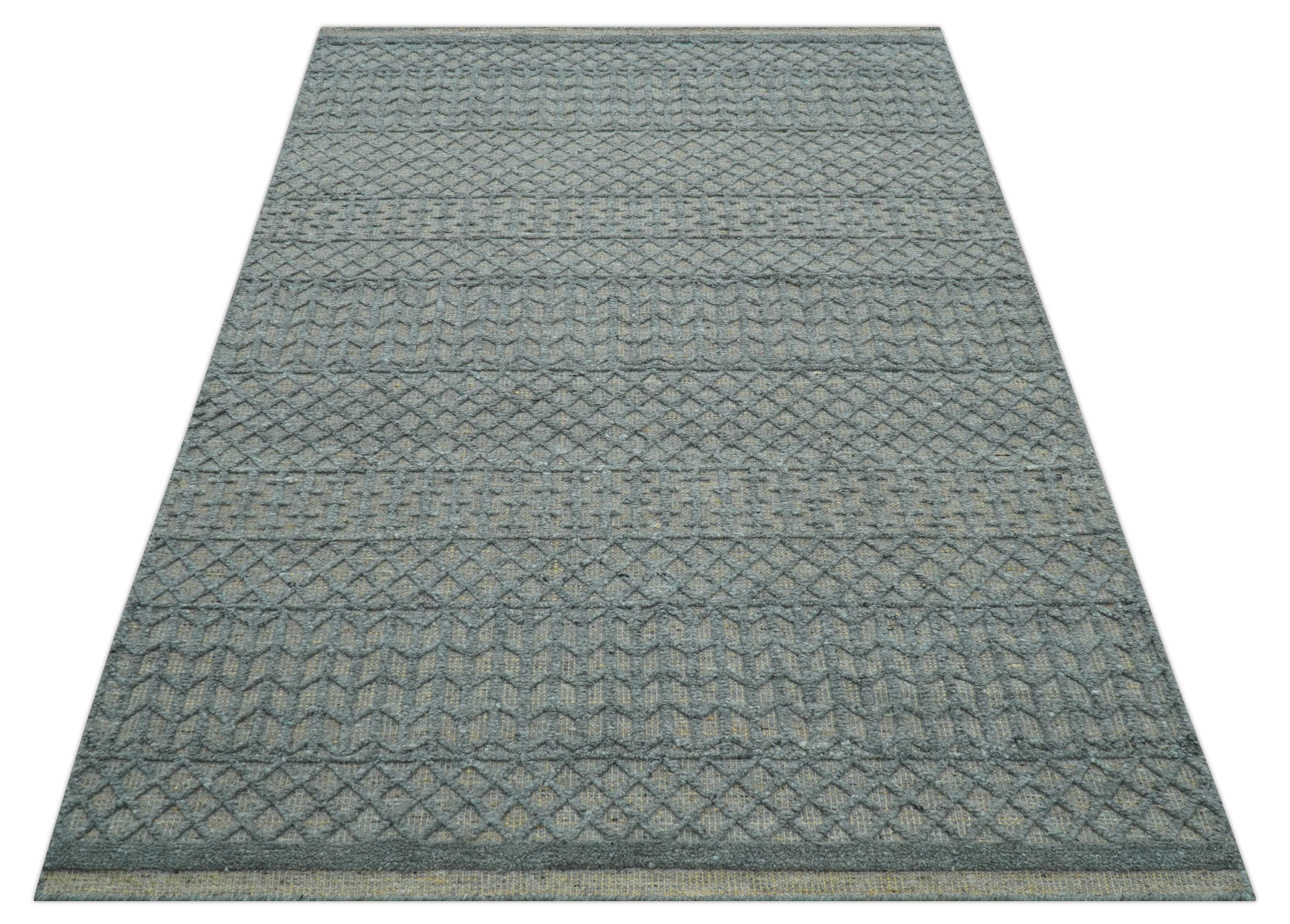 Contemporary Design Gray Hand Knotted Wool Area Rug - Image 10