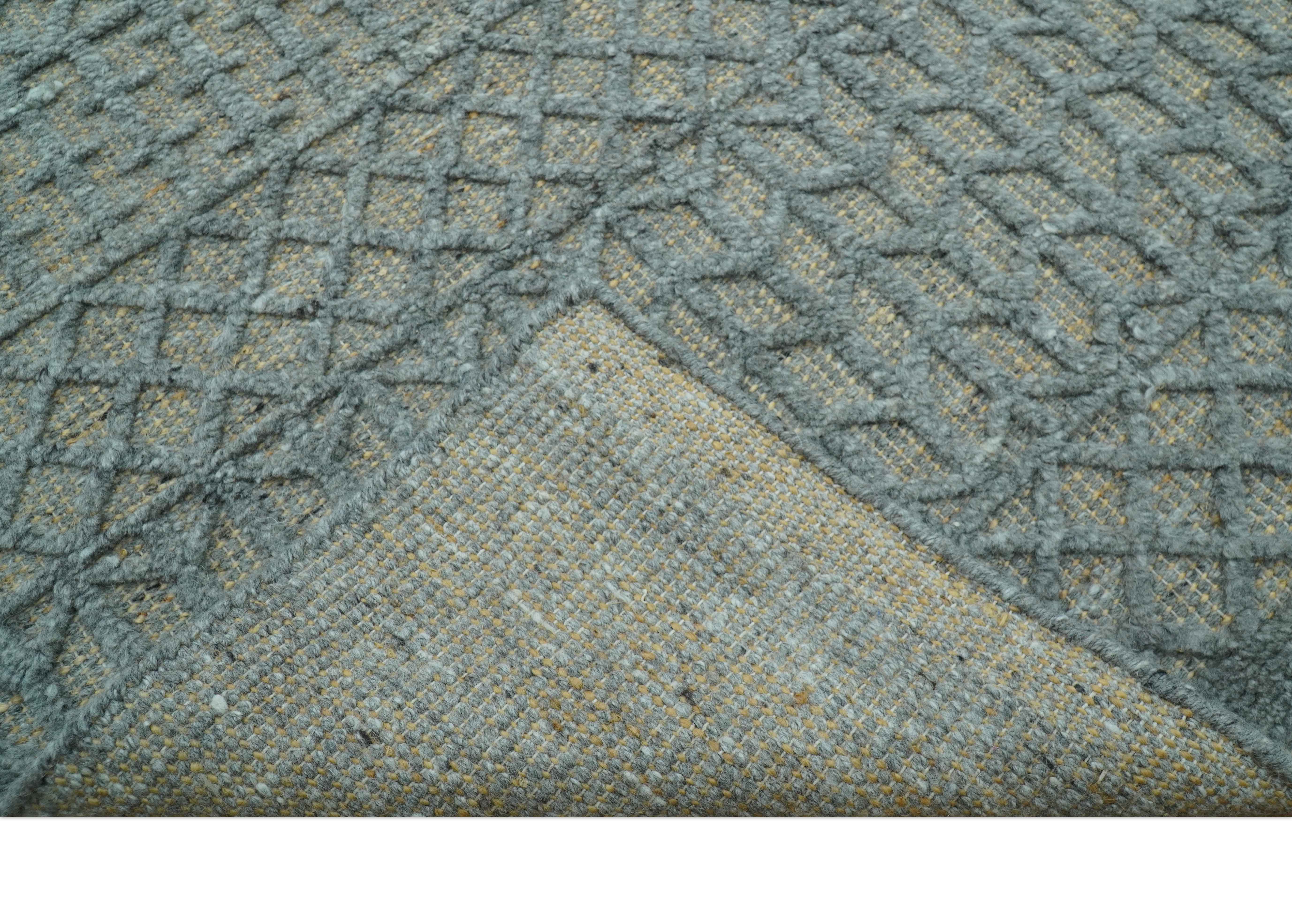Contemporary Design Gray Hand Knotted Wool Area Rug - Image 7
