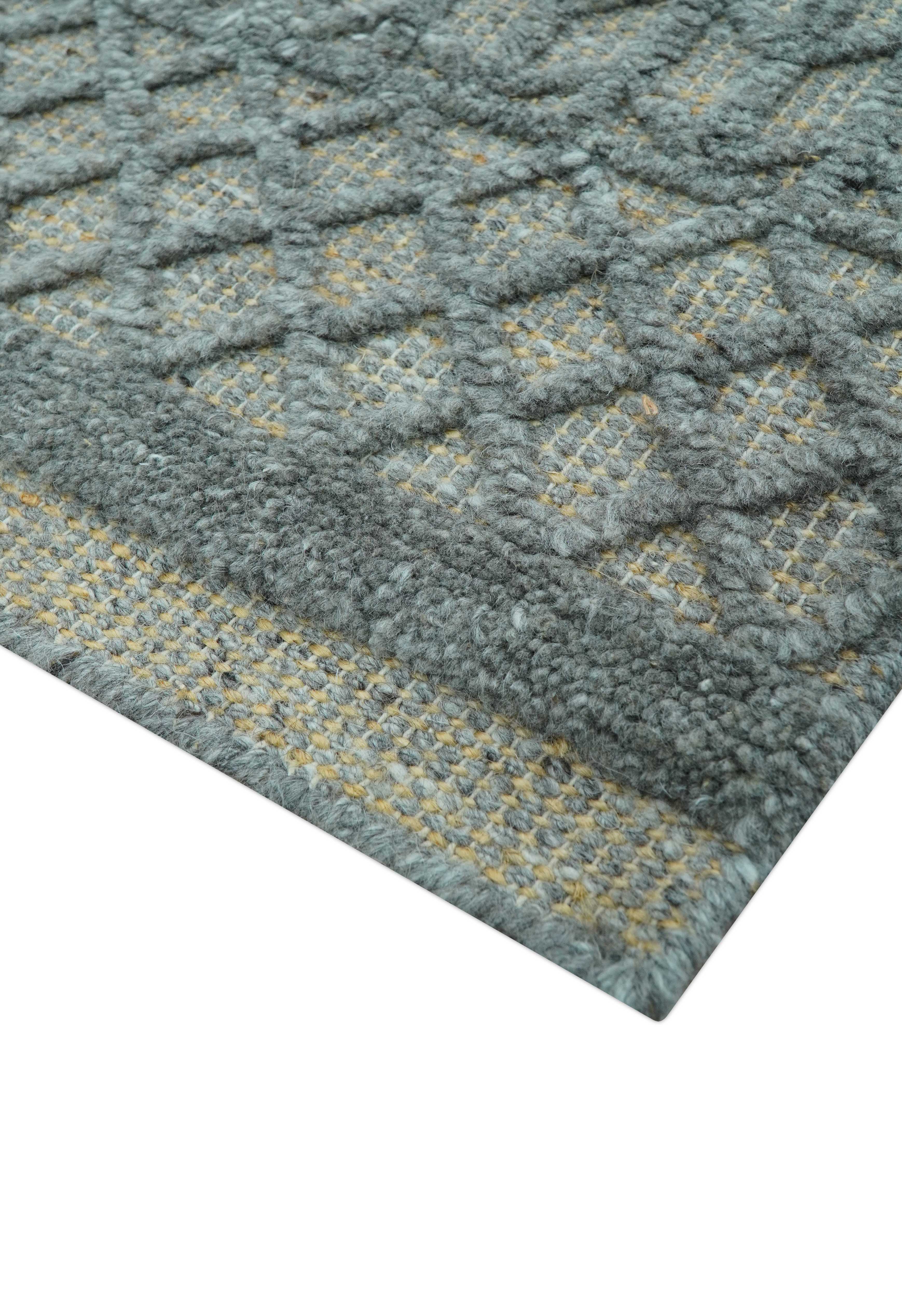 Contemporary Design Gray Hand Knotted Wool Area Rug - Image 9