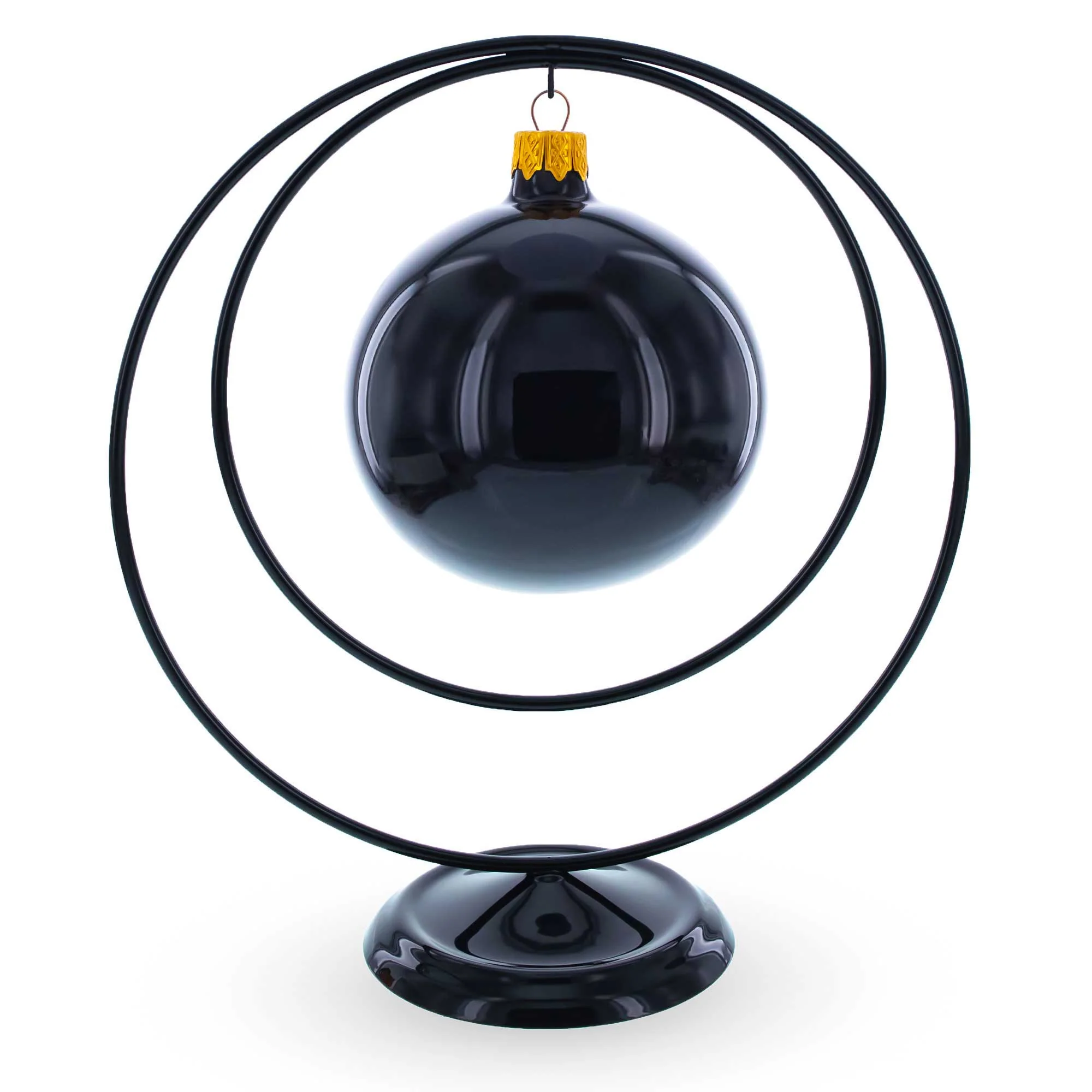 Contemporary Double Circle Black Painted Metal Ornament Display Stand 8.2 Inches (Poland) - Image 2