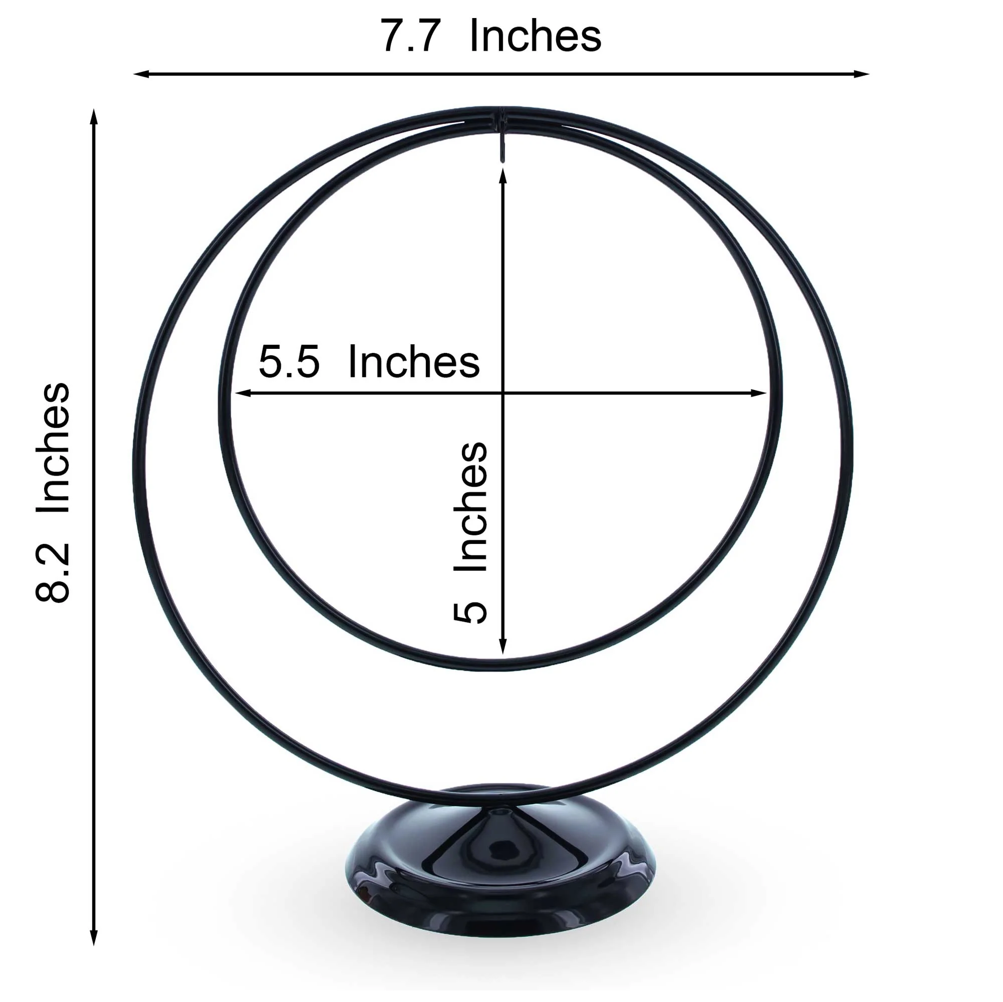 Contemporary Double Circle Black Painted Metal Ornament Display Stand 8.2 Inches (Poland) - Image 3