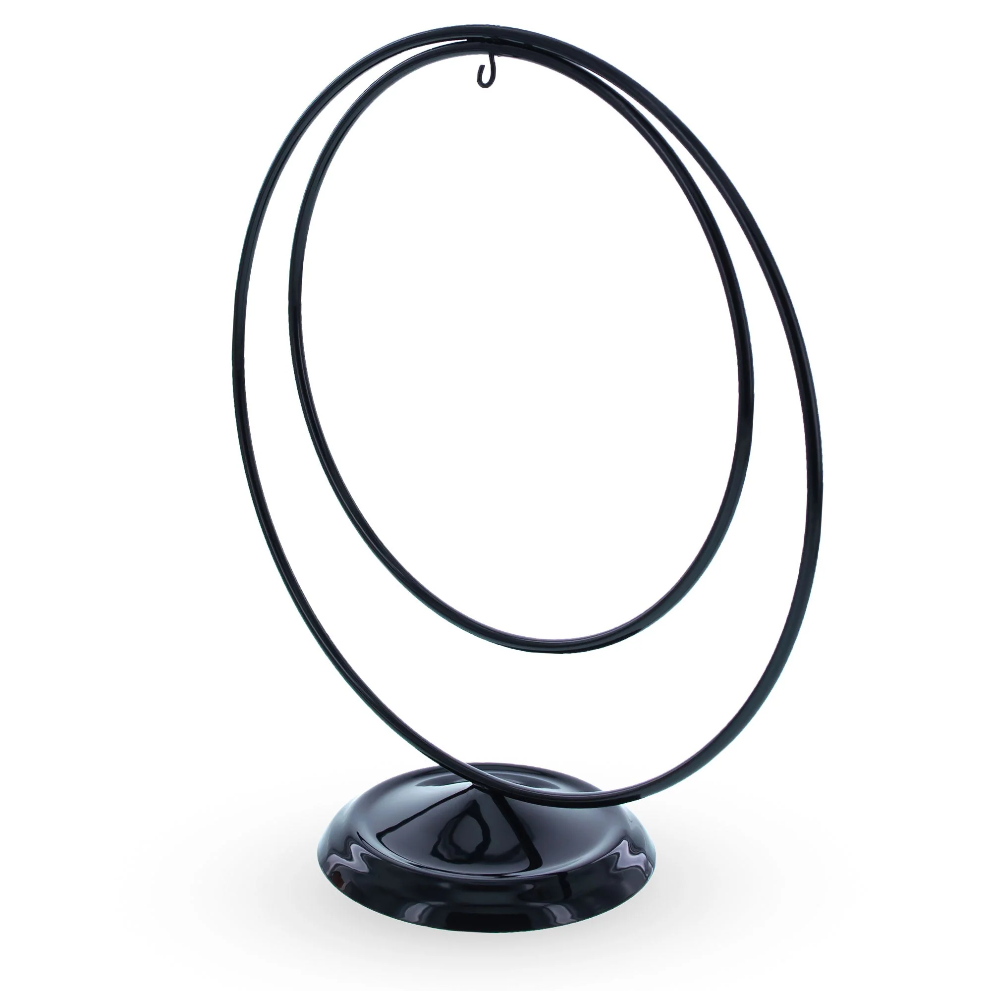 Contemporary Double Circle Black Painted Metal Ornament Display Stand 8.2 Inches (Poland) - Image 4