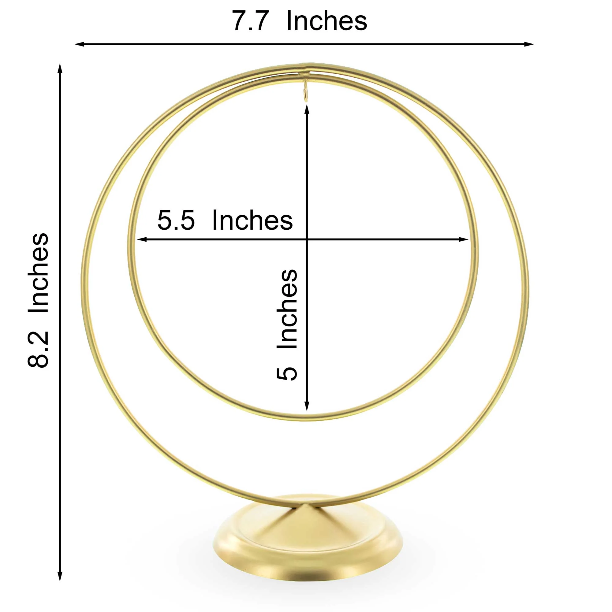 Contemporary Double Circle Gold Metal Ornament Display Stand 8.2 Inches (Poland) - Image 3