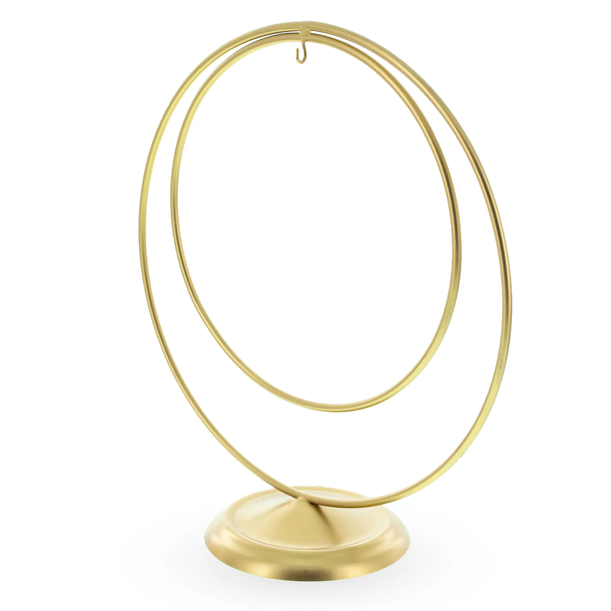 Contemporary Double Circle Gold Metal Ornament Display Stand 8.2 Inches (Poland) - Image 4