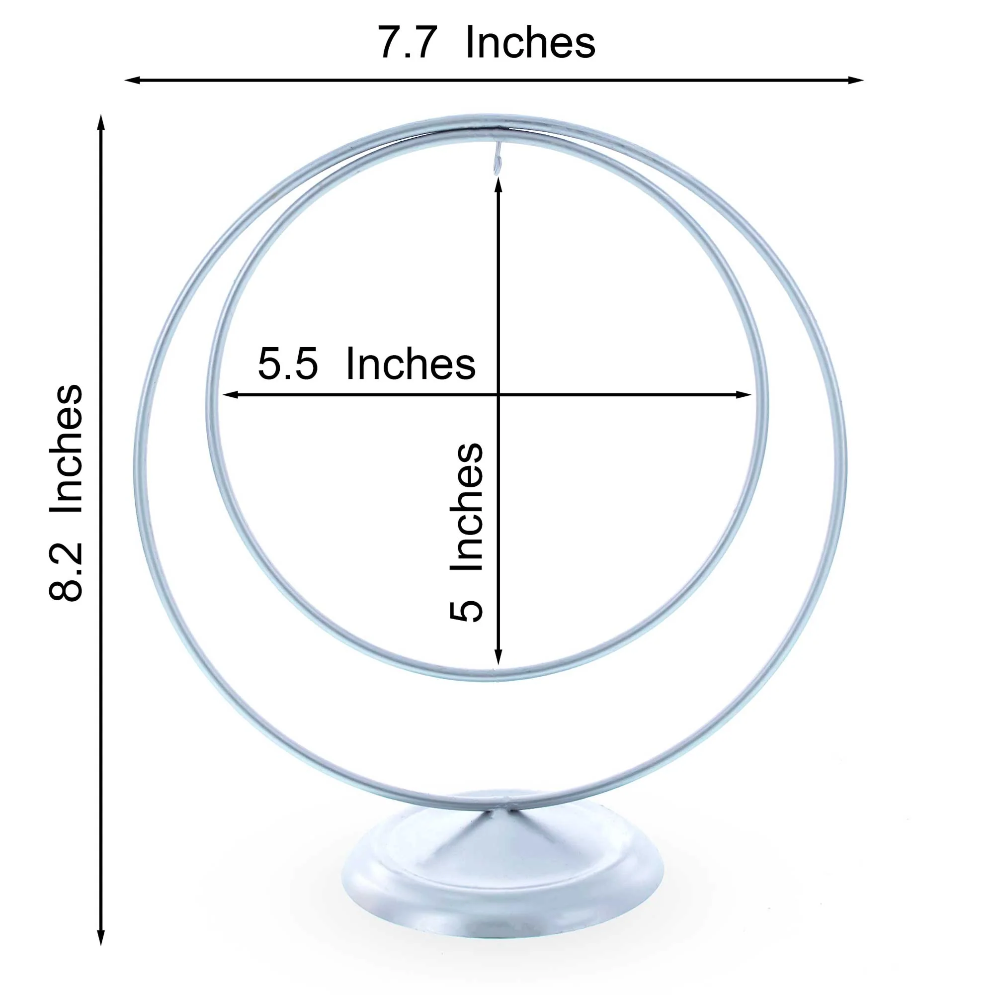 Contemporary Double Circle Silver Metal Ornament Display Stand 8.2 Inches (Poland) - Image 3