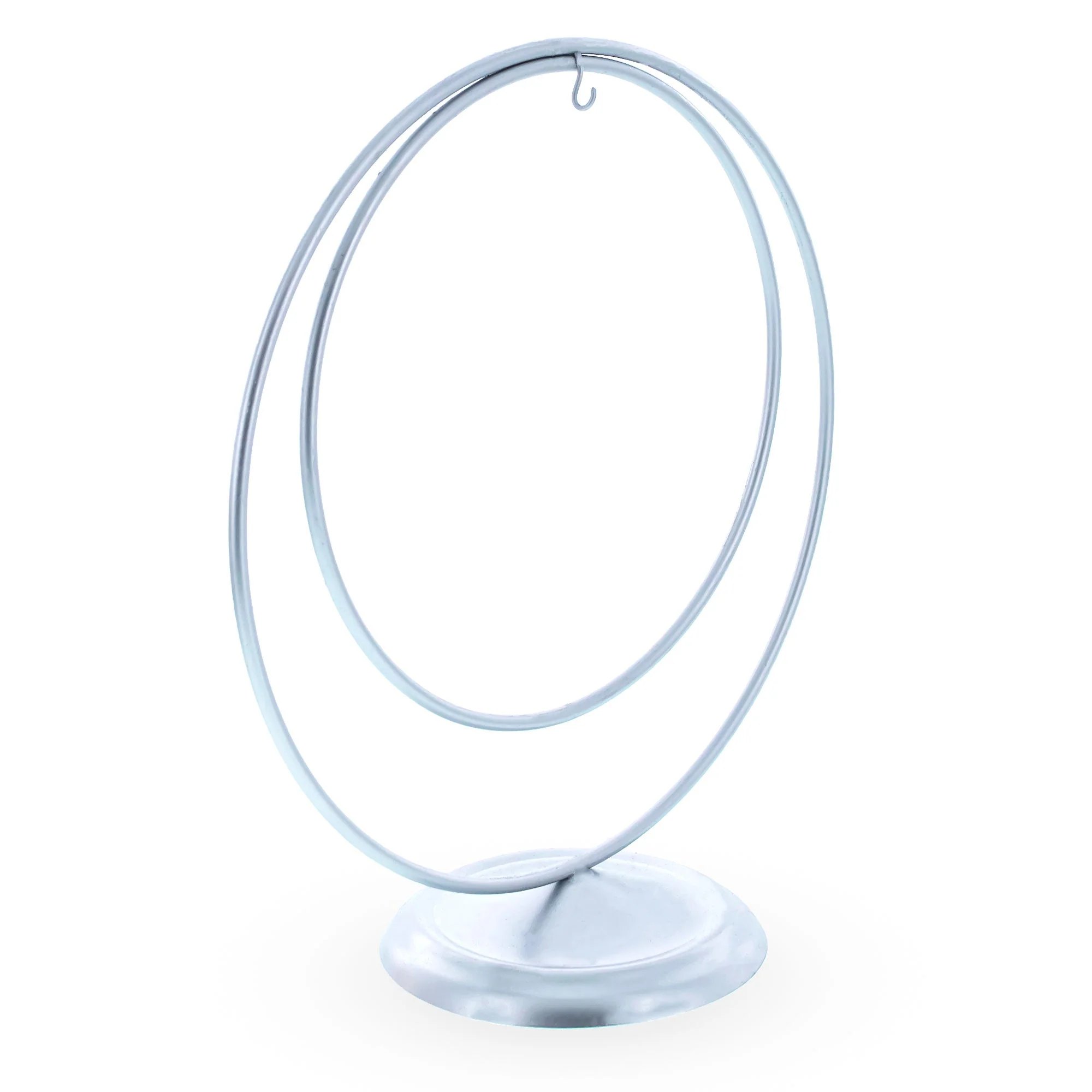 Contemporary Double Circle Silver Metal Ornament Display Stand 8.2 Inches (Poland) - Image 4