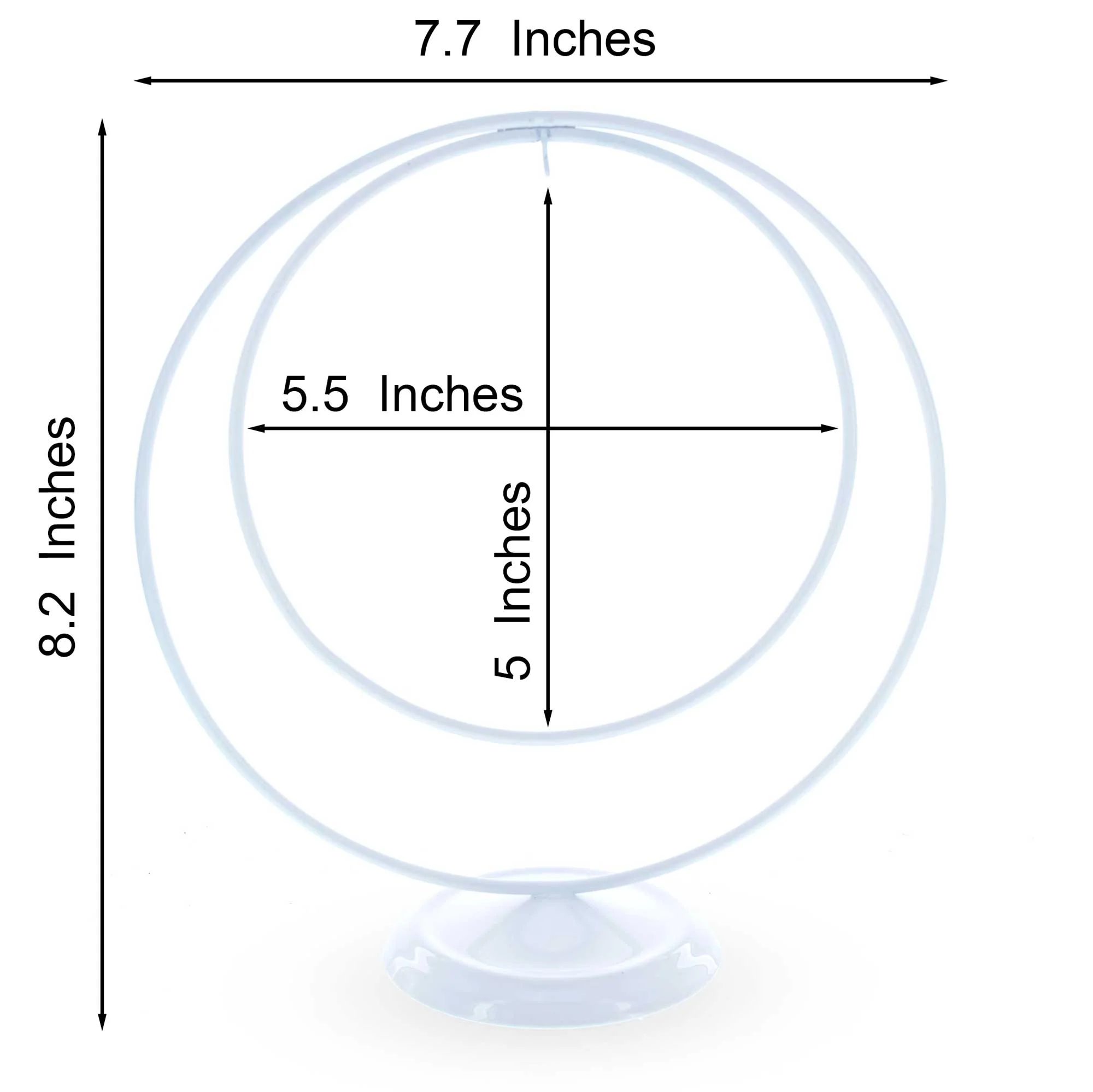Contemporary Double Circle White Painted Metal Ornament Display Stand 8.2 Inches (Poland) - Image 3