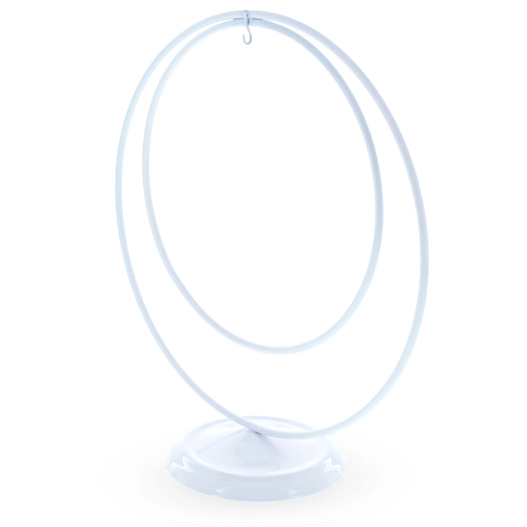 Contemporary Double Circle White Painted Metal Ornament Display Stand 8.2 Inches (Poland) - Image 4