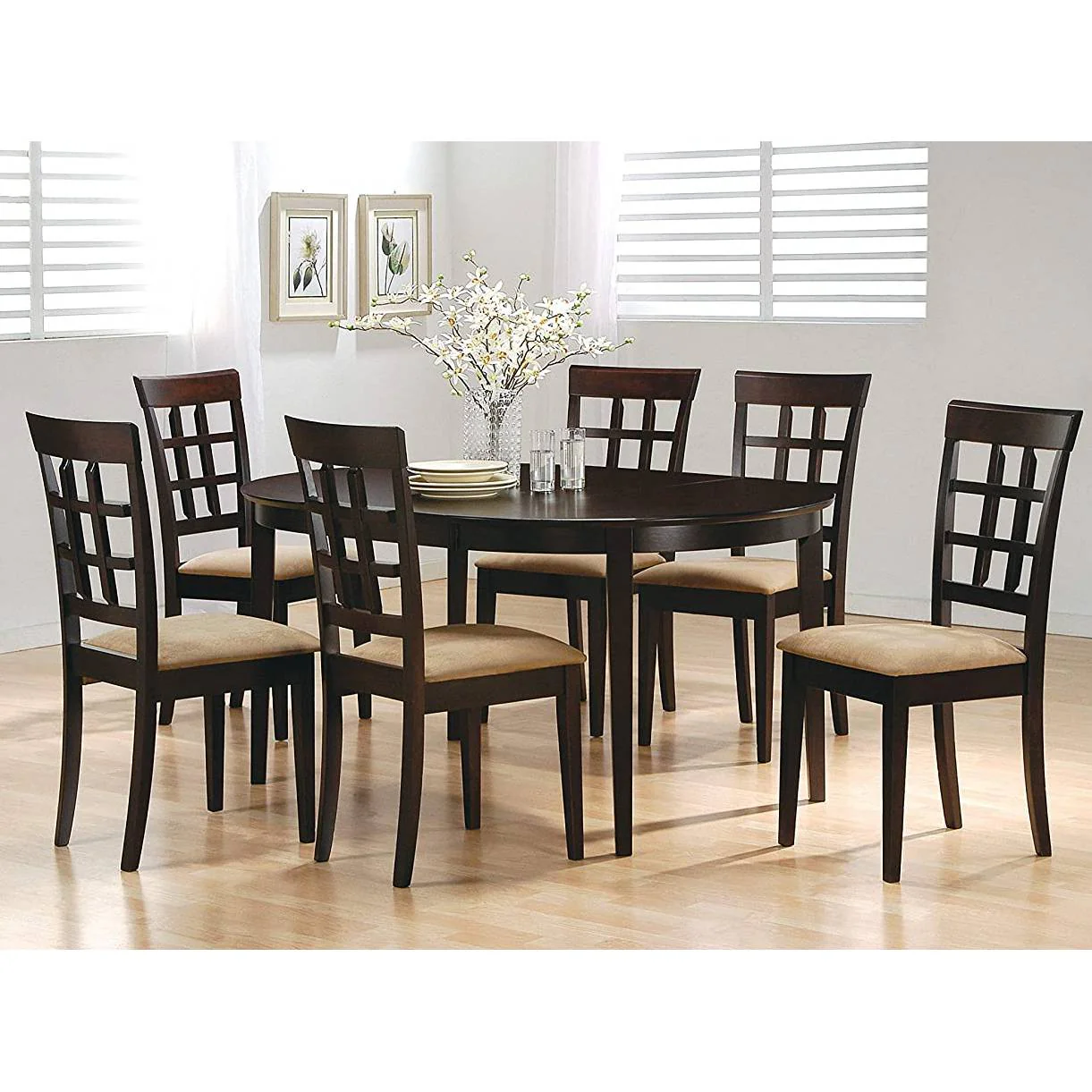 Contemporary Oval Dining Table in Dark Brown Cappuccino Wood Finish - Image 3