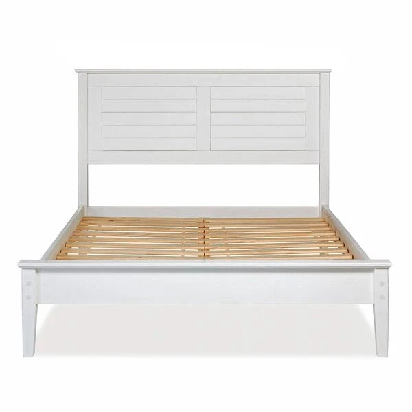 Contemporary White Solid Pine Platform Bed in Queen Size - Image 2