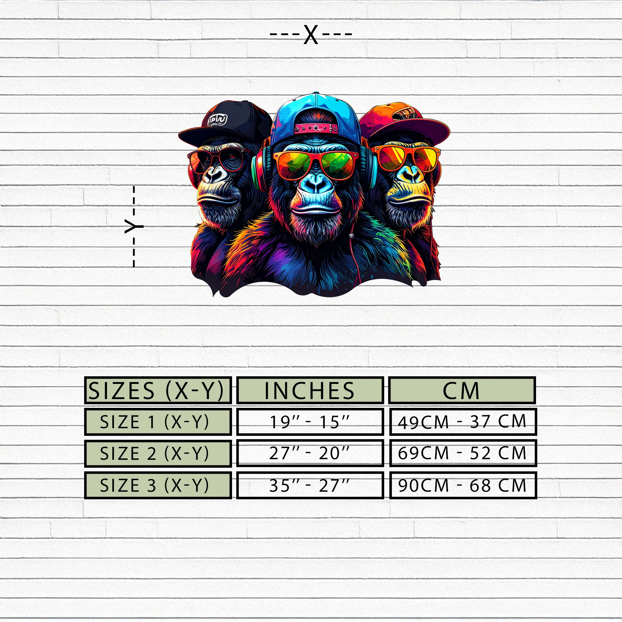 Cool Gorilla Trio Metal Wall Art – Neon Urban UV Printed Decor-KAFUVM014 - Image 9