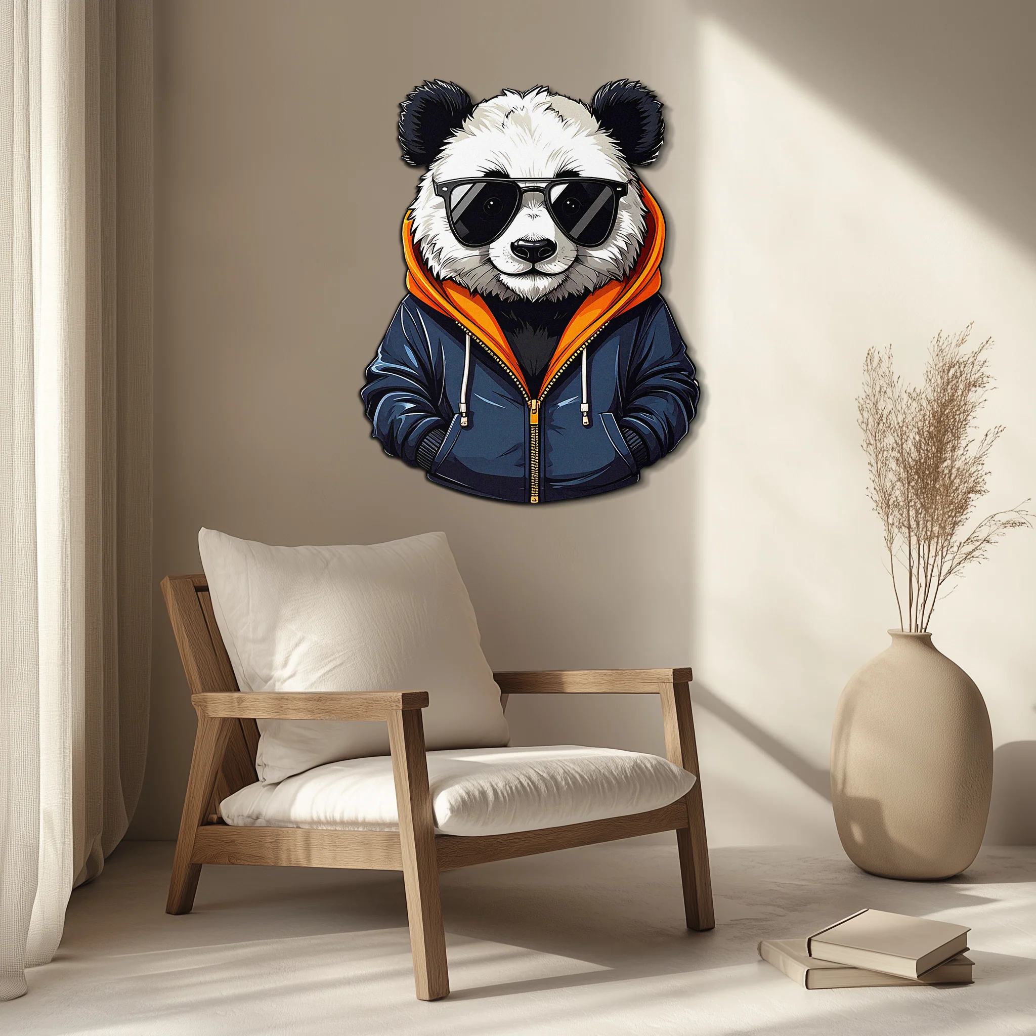 Cool Panda with Hoodie Metal Wall Art – Urban Animal UV Print Decor-KAFUVM001 - Image 6