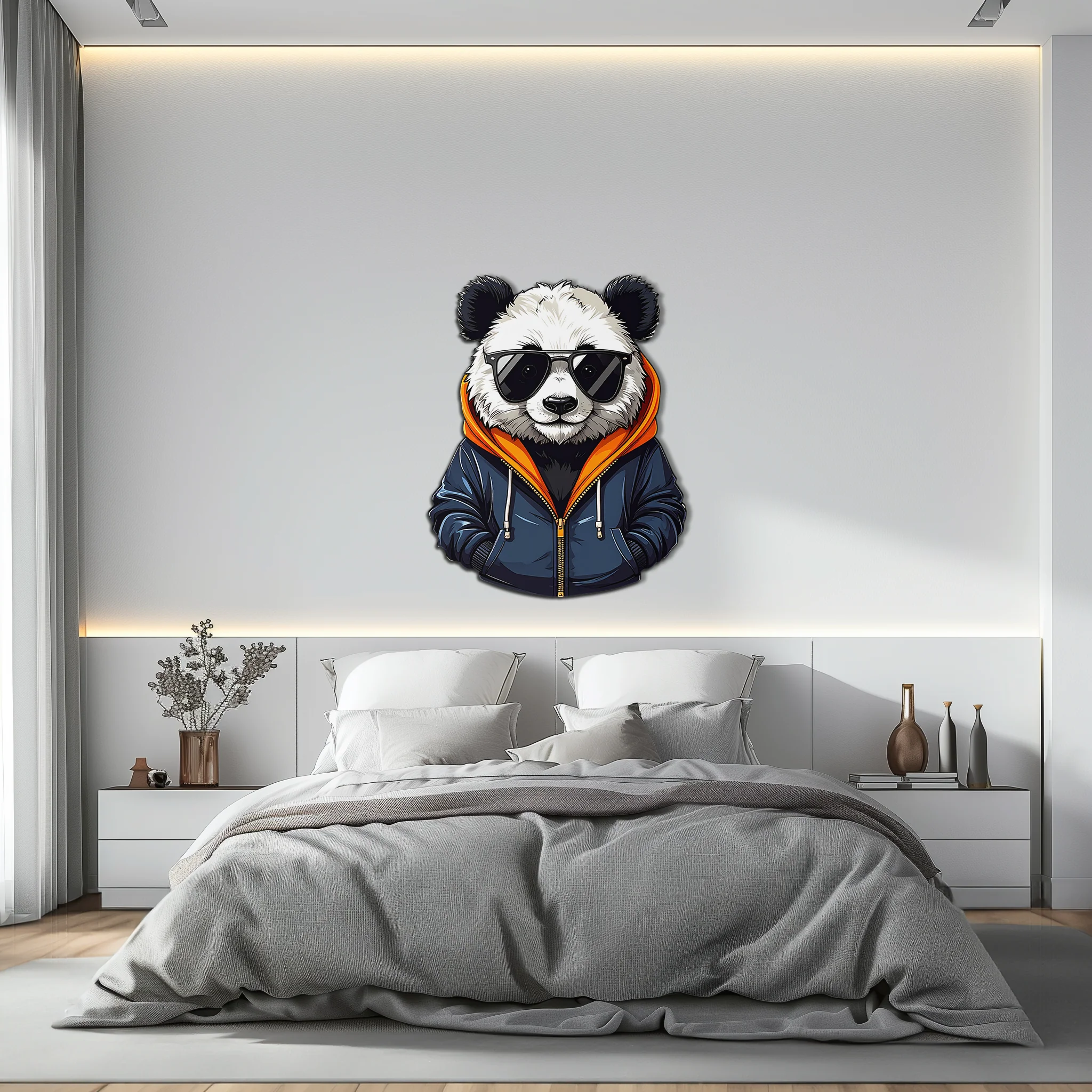 Cool Panda with Hoodie Metal Wall Art – Urban Animal UV Print Decor-KAFUVM001 - Image 8