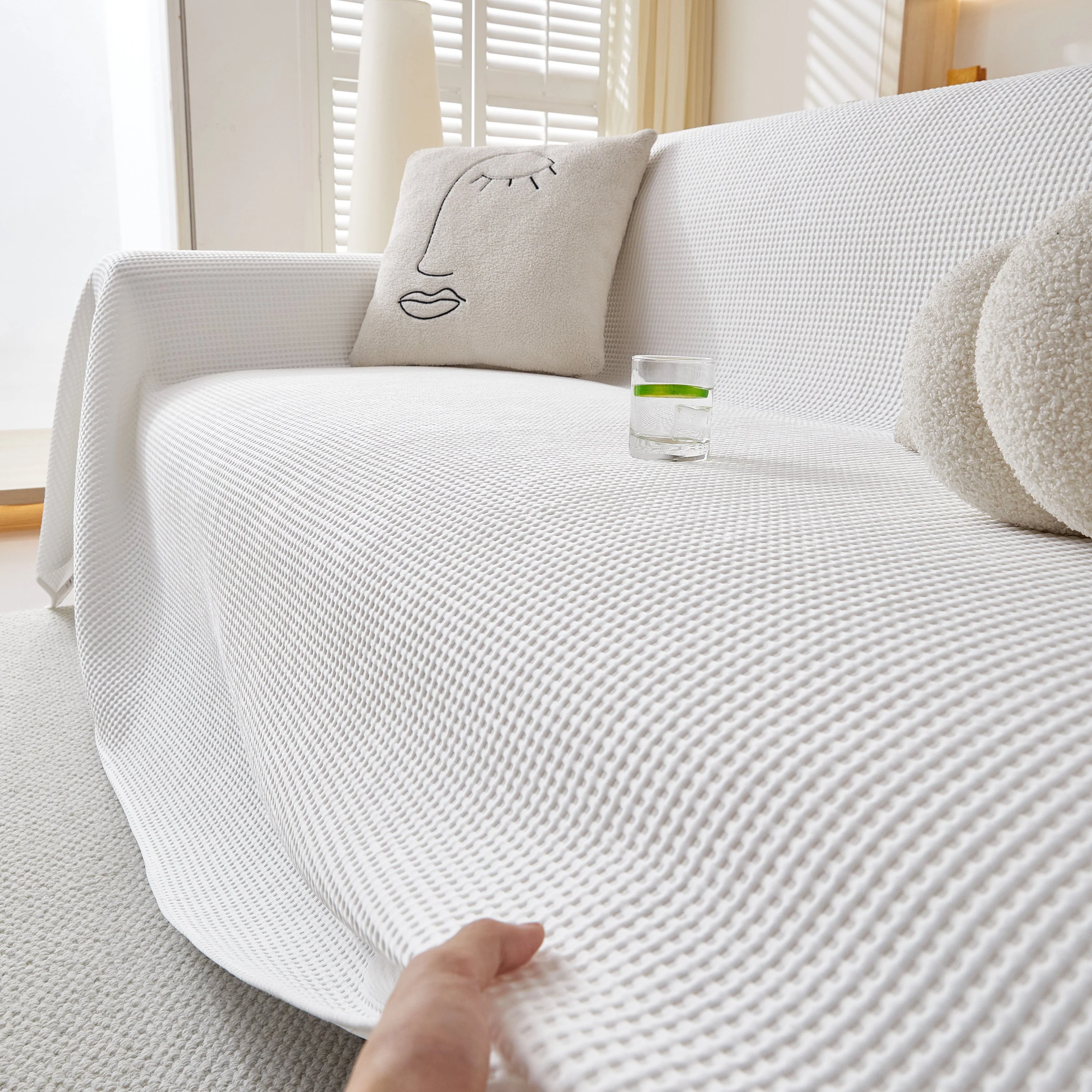 Cooling Comfy Throw Sofa Cover, Textured & Breathable, Multi-Use Decorative Couch Covers for Summer - Image 24