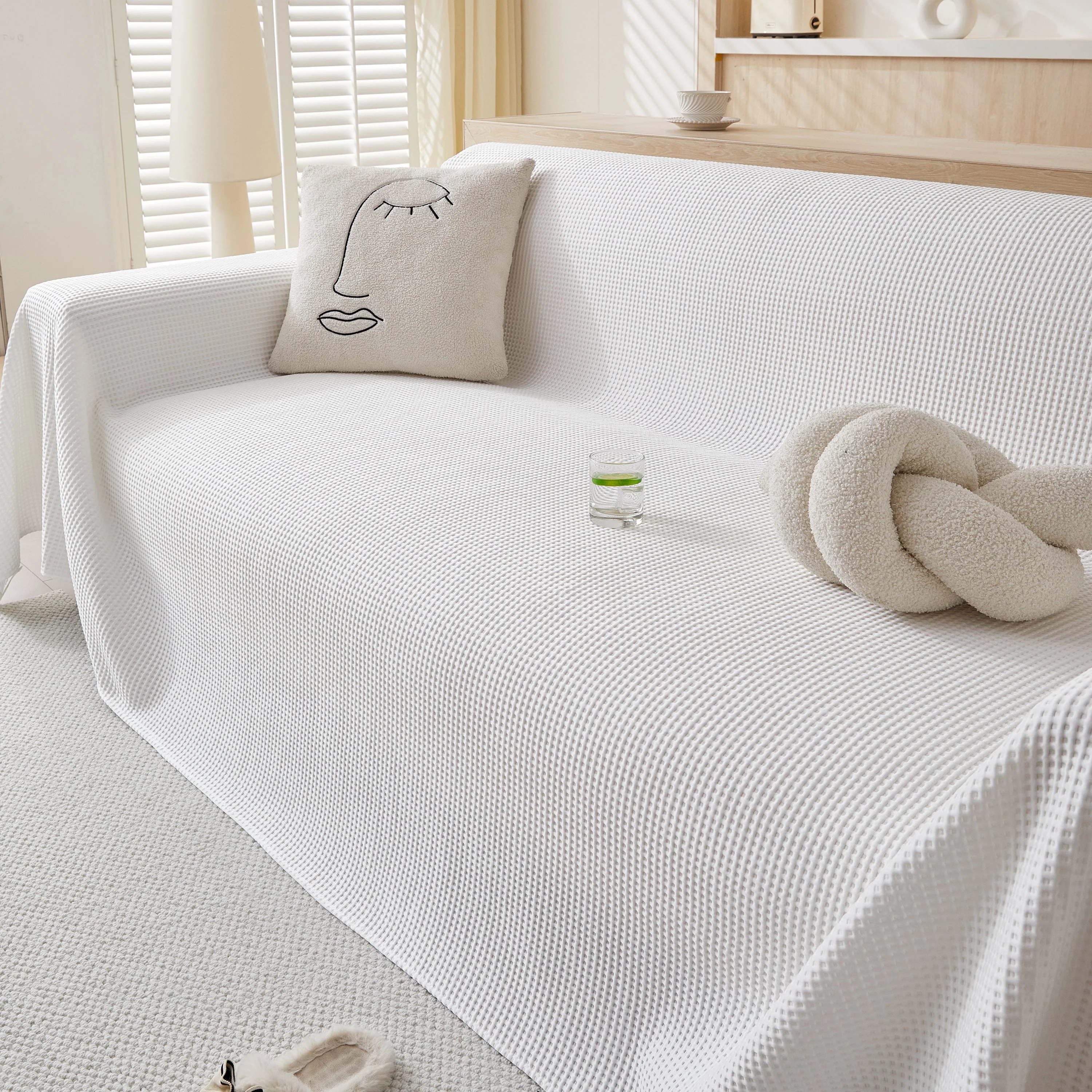 Cooling Comfy Throw Sofa Cover, Textured & Breathable, Multi-Use Decorative Couch Covers for Summer - Image 25