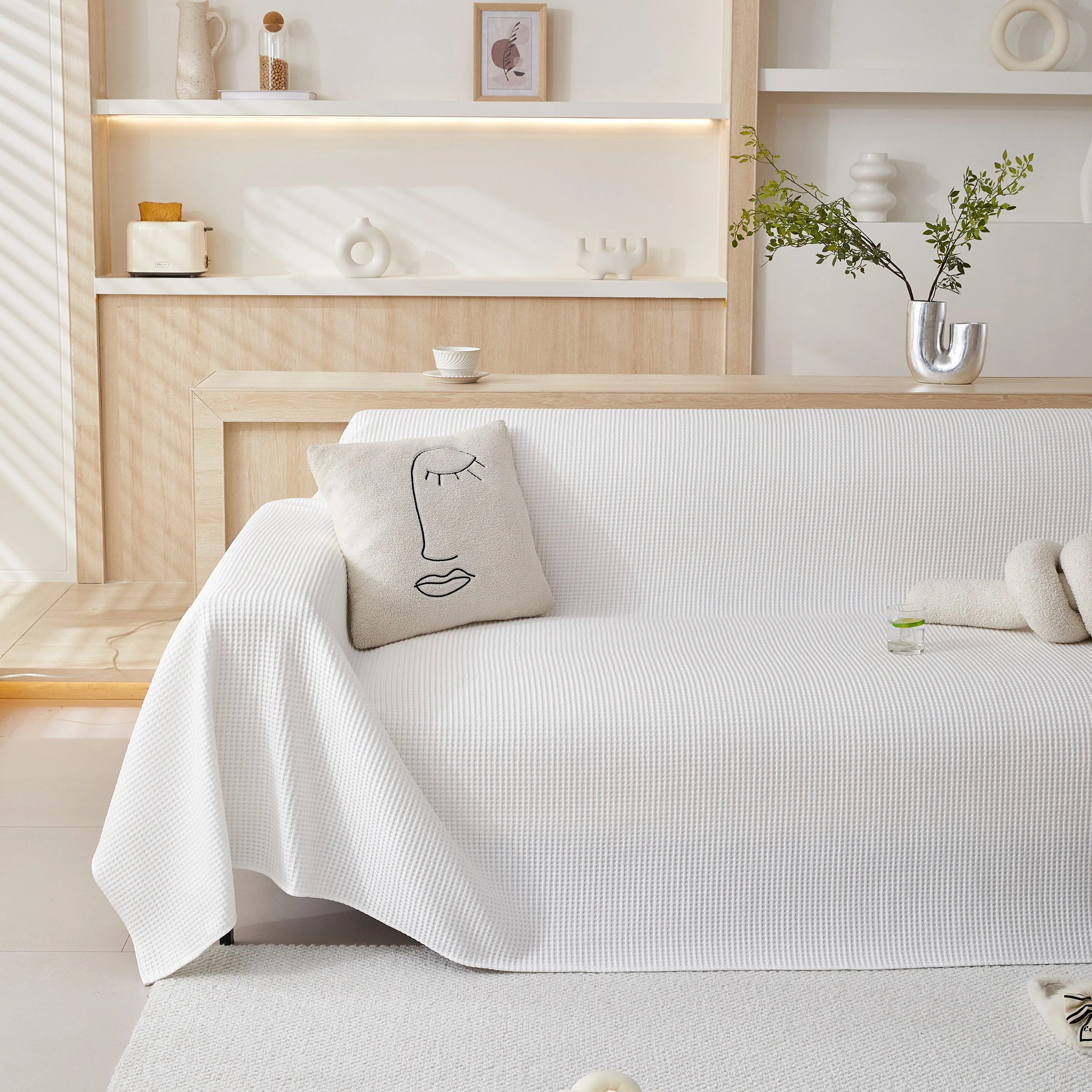 Cooling Comfy Throw Sofa Cover, Textured & Breathable, Multi-Use Decorative Couch Covers for Summer - Image 27
