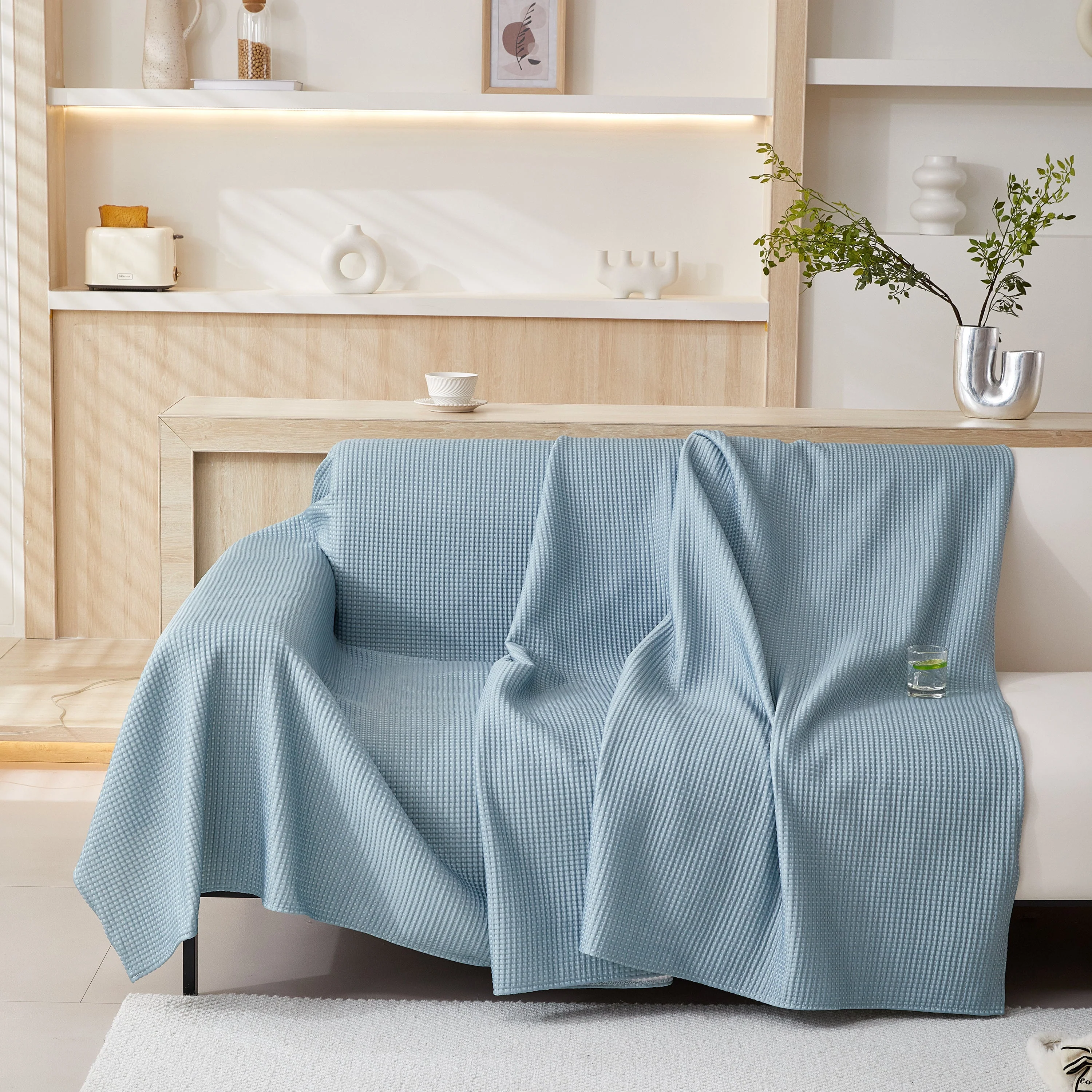 Cooling Comfy Throw Sofa Cover, Textured & Breathable, Multi-Use Decorative Couch Covers for Summer - Image 49