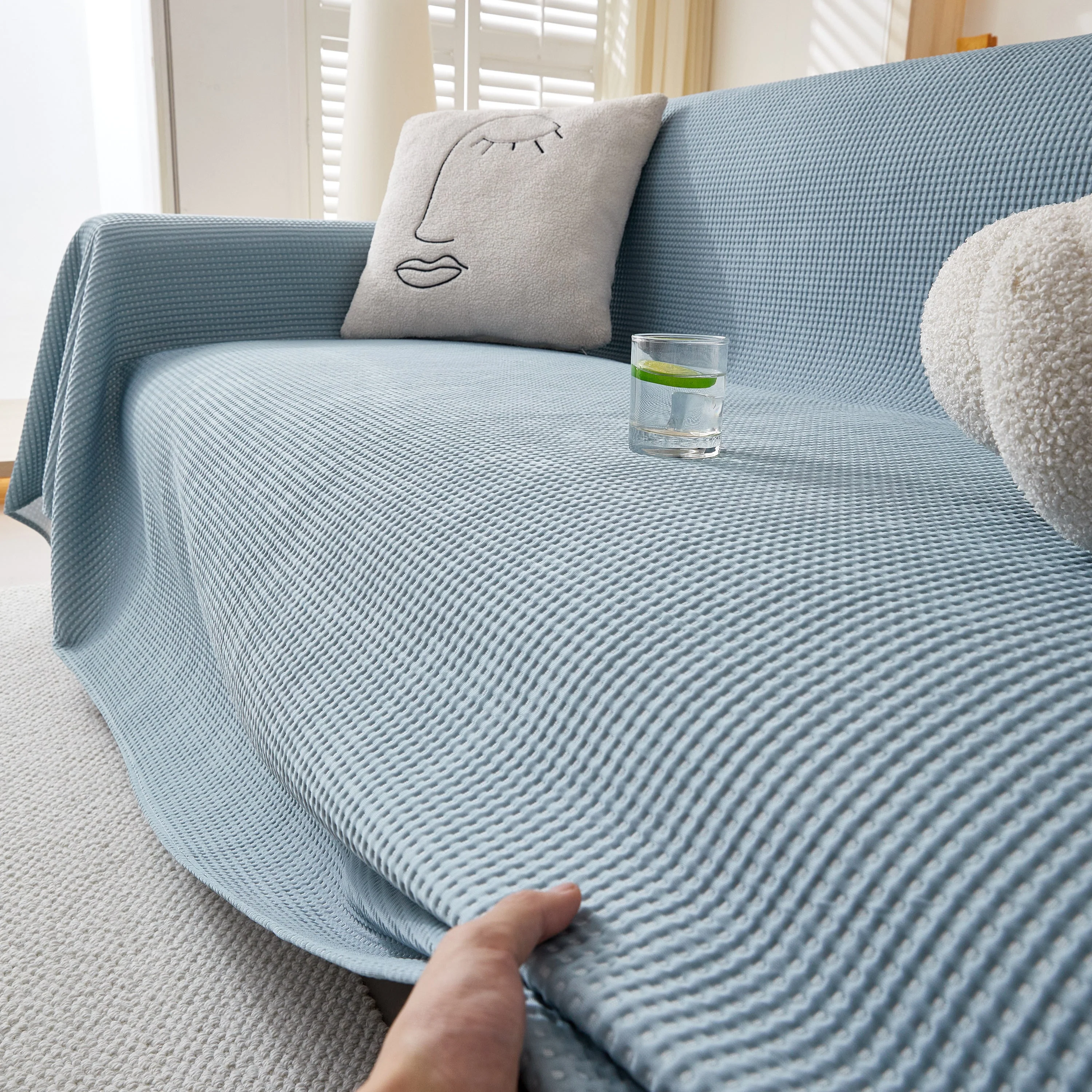 Cooling Comfy Throw Sofa Cover, Textured & Breathable, Multi-Use Decorative Couch Covers for Summer - Image 52