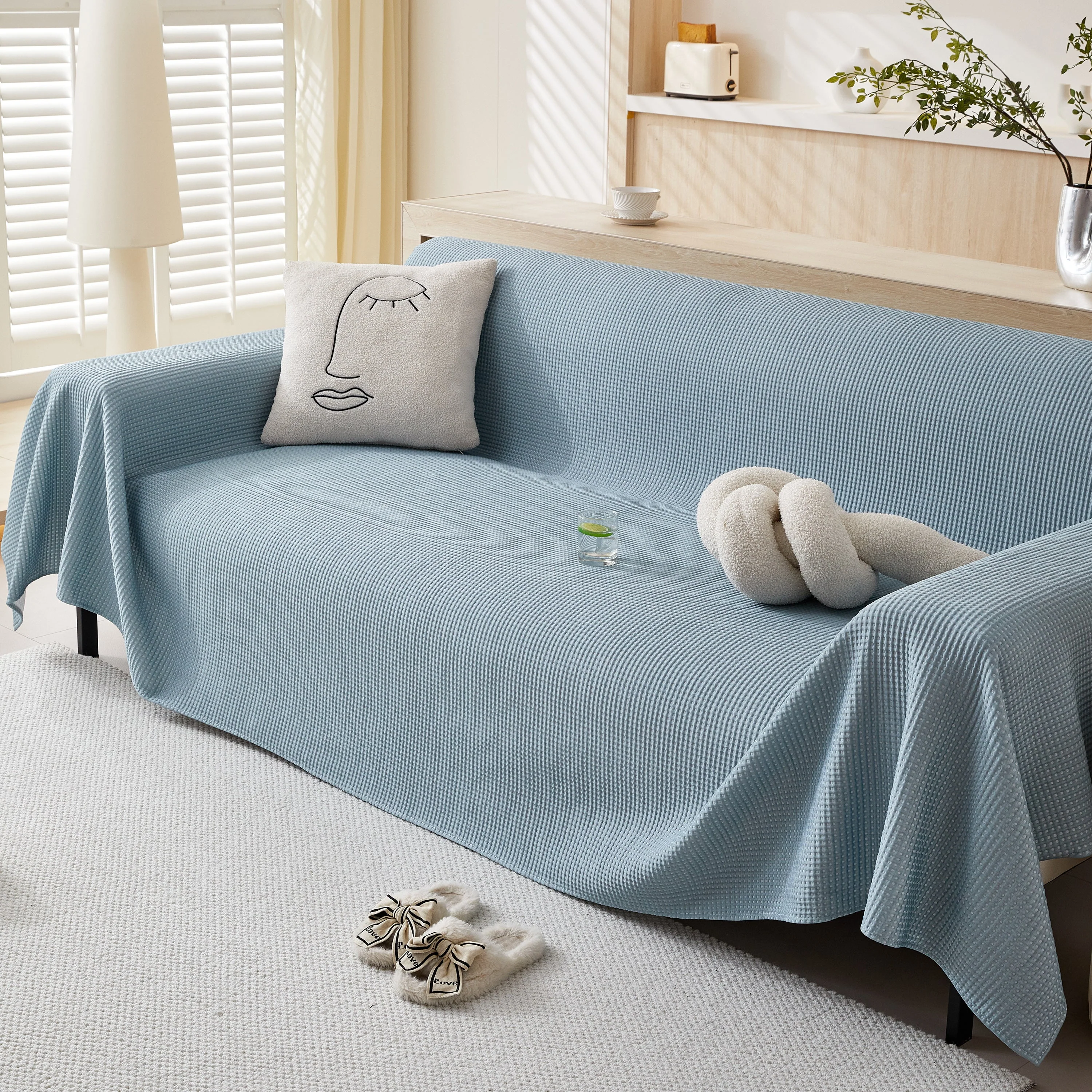 Cooling Comfy Throw Sofa Cover, Textured & Breathable, Multi-Use Decorative Couch Covers for Summer - Image 54