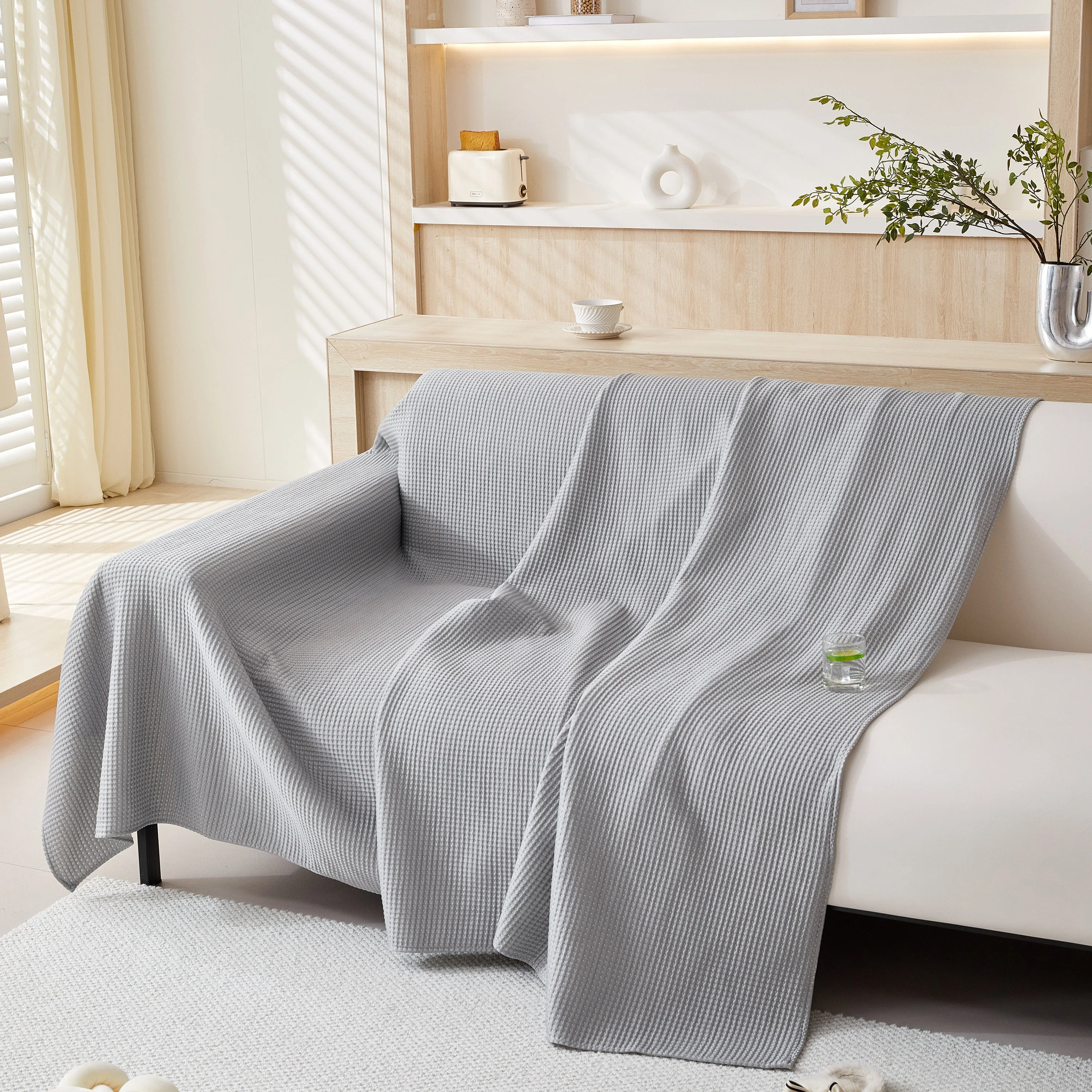 Cooling Comfy Throw Sofa Cover, Textured & Breathable, Multi-Use Decorative Couch Covers for Summer - Image 8