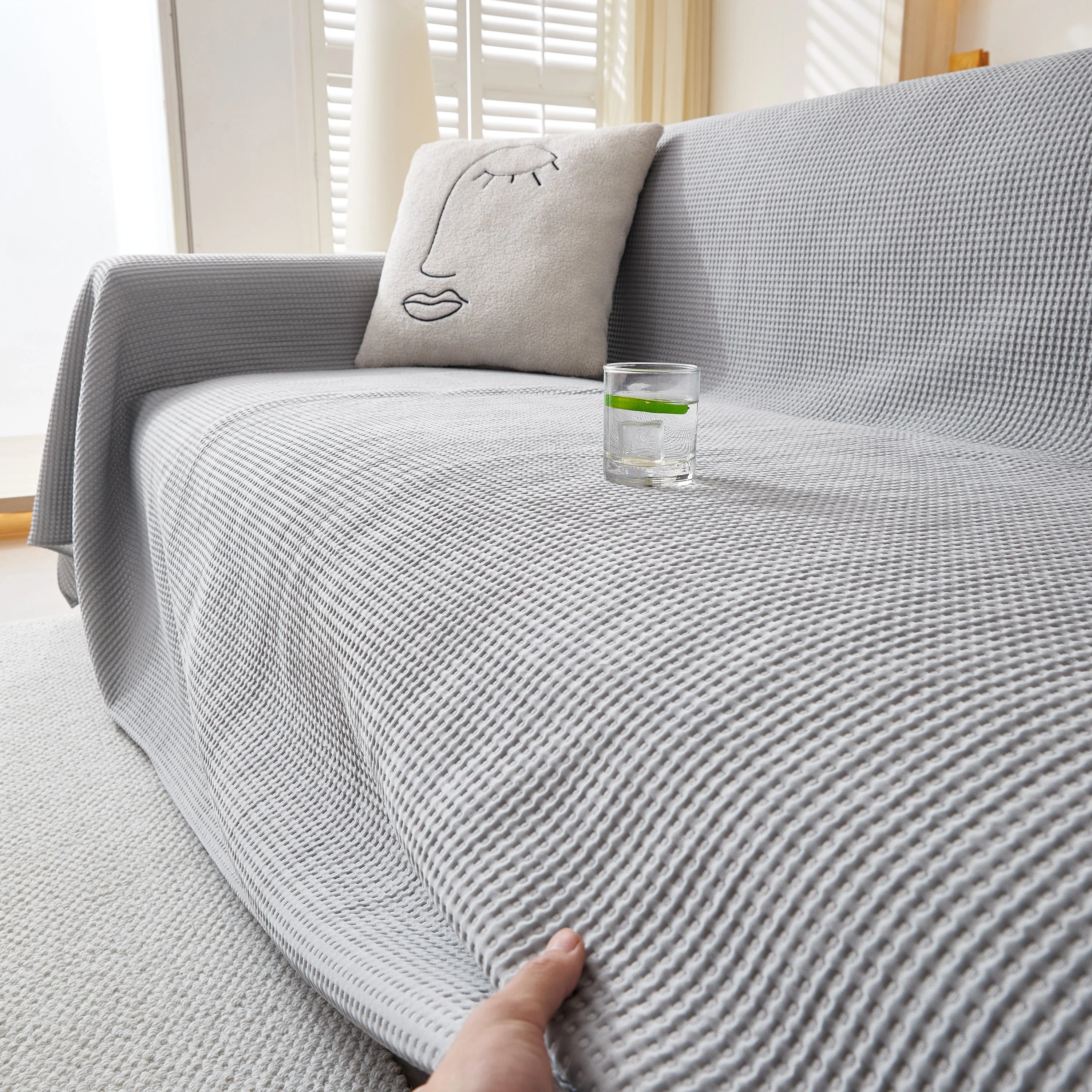 Cooling Comfy Throw Sofa Cover, Textured & Breathable, Multi-Use Decorative Couch Covers for Summer - Image 9