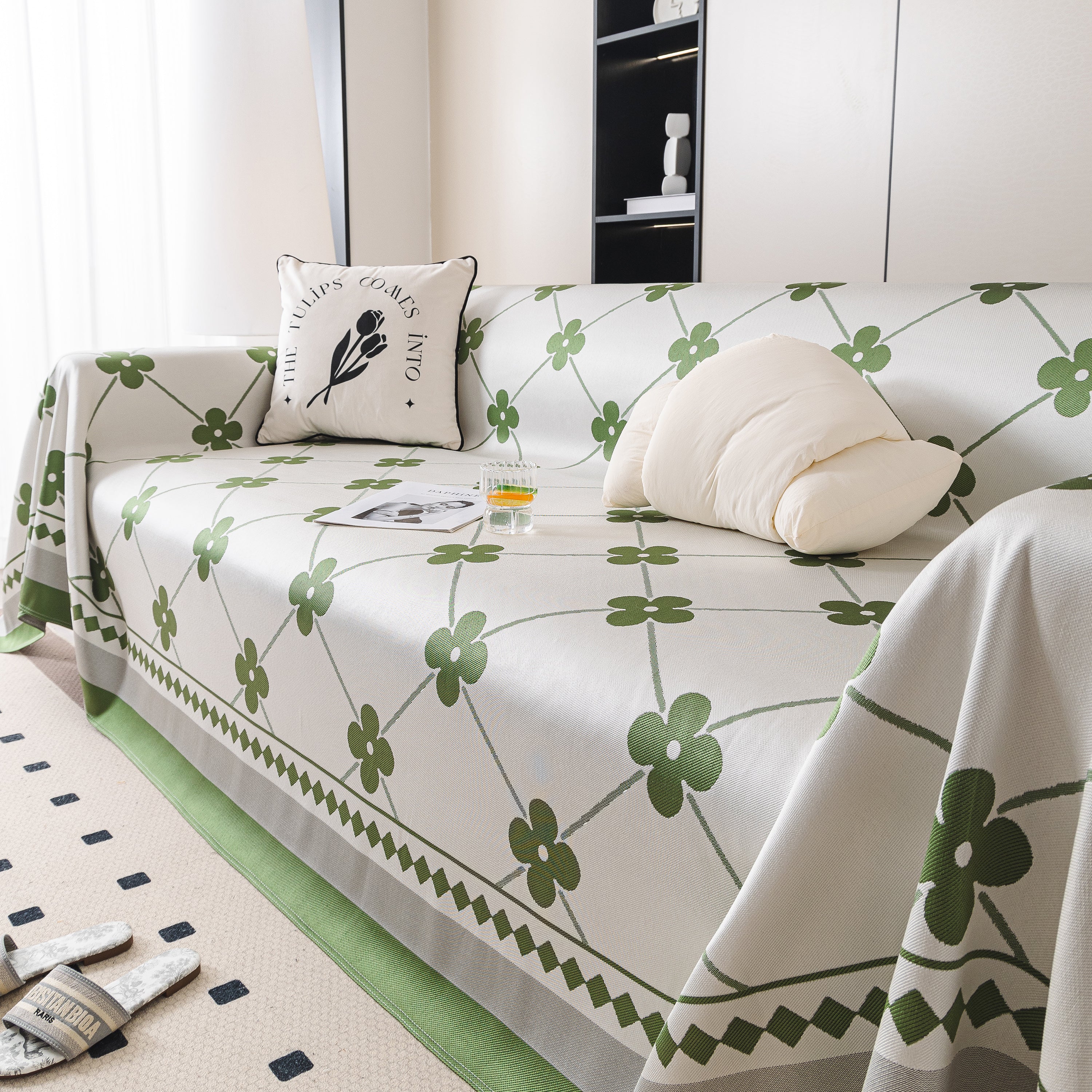 Cooling Four-Leaf Clover Hope Faith Love Luck Summer Comfy Ice Silk Furniture Throw Covers for Sofas - Image 10