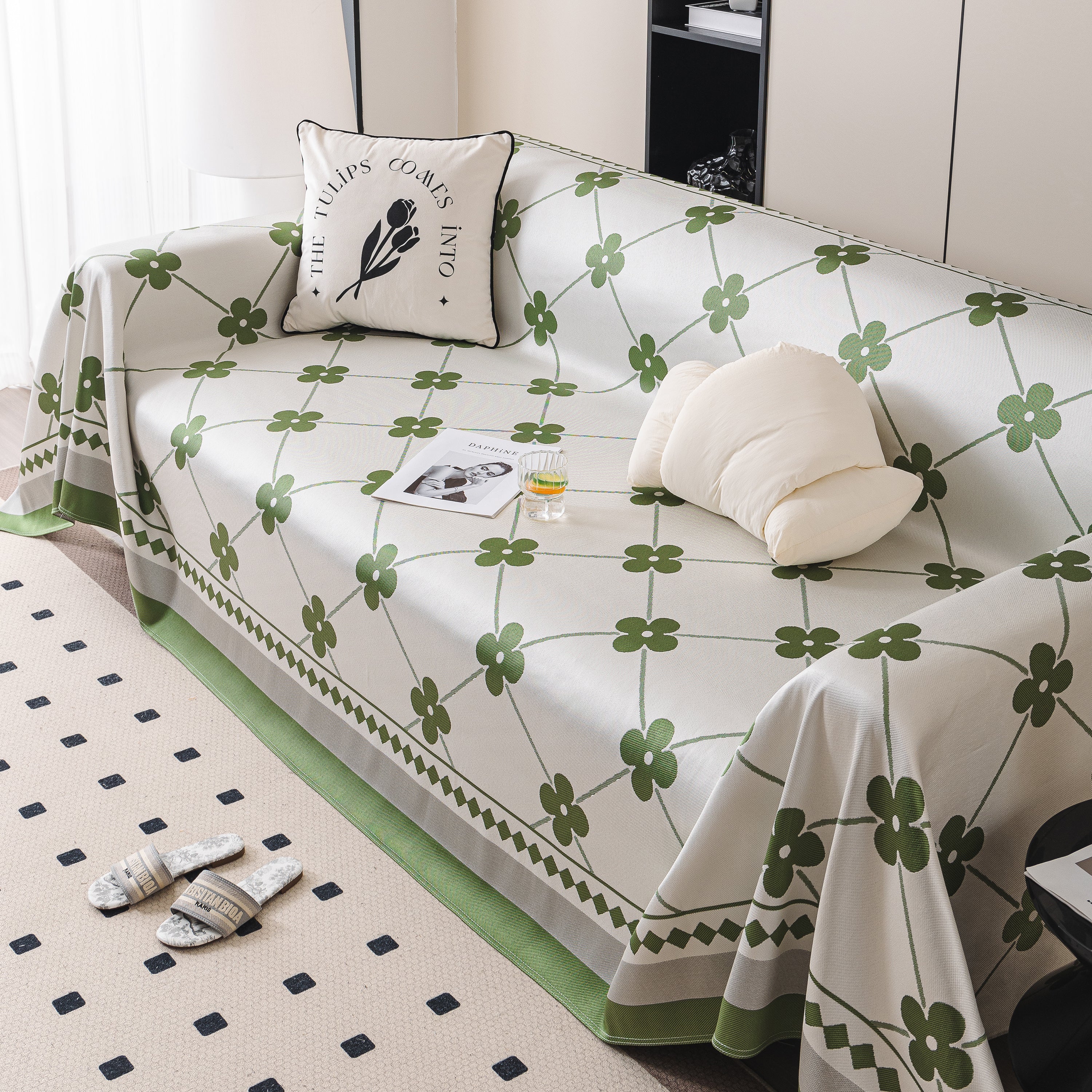 Cooling Four-Leaf Clover Hope Faith Love Luck Summer Comfy Ice Silk Furniture Throw Covers for Sofas - Image 11