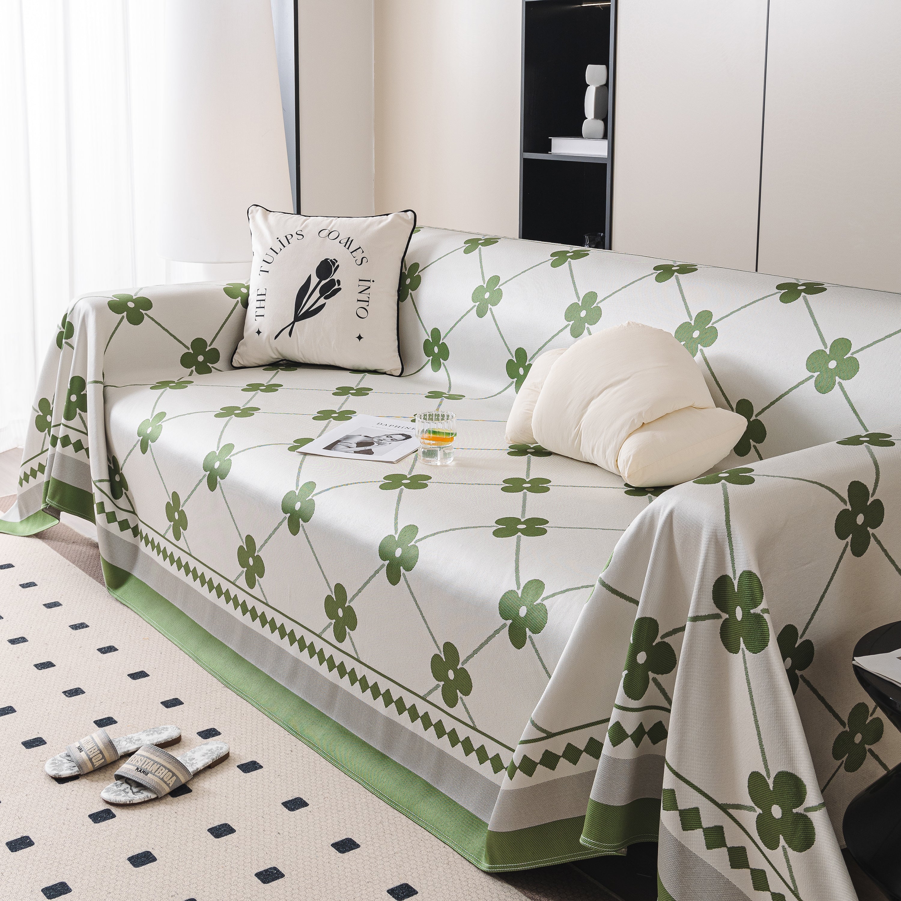 Cooling Four-Leaf Clover Hope Faith Love Luck Summer Comfy Ice Silk Furniture Throw Covers for Sofas - Image 12