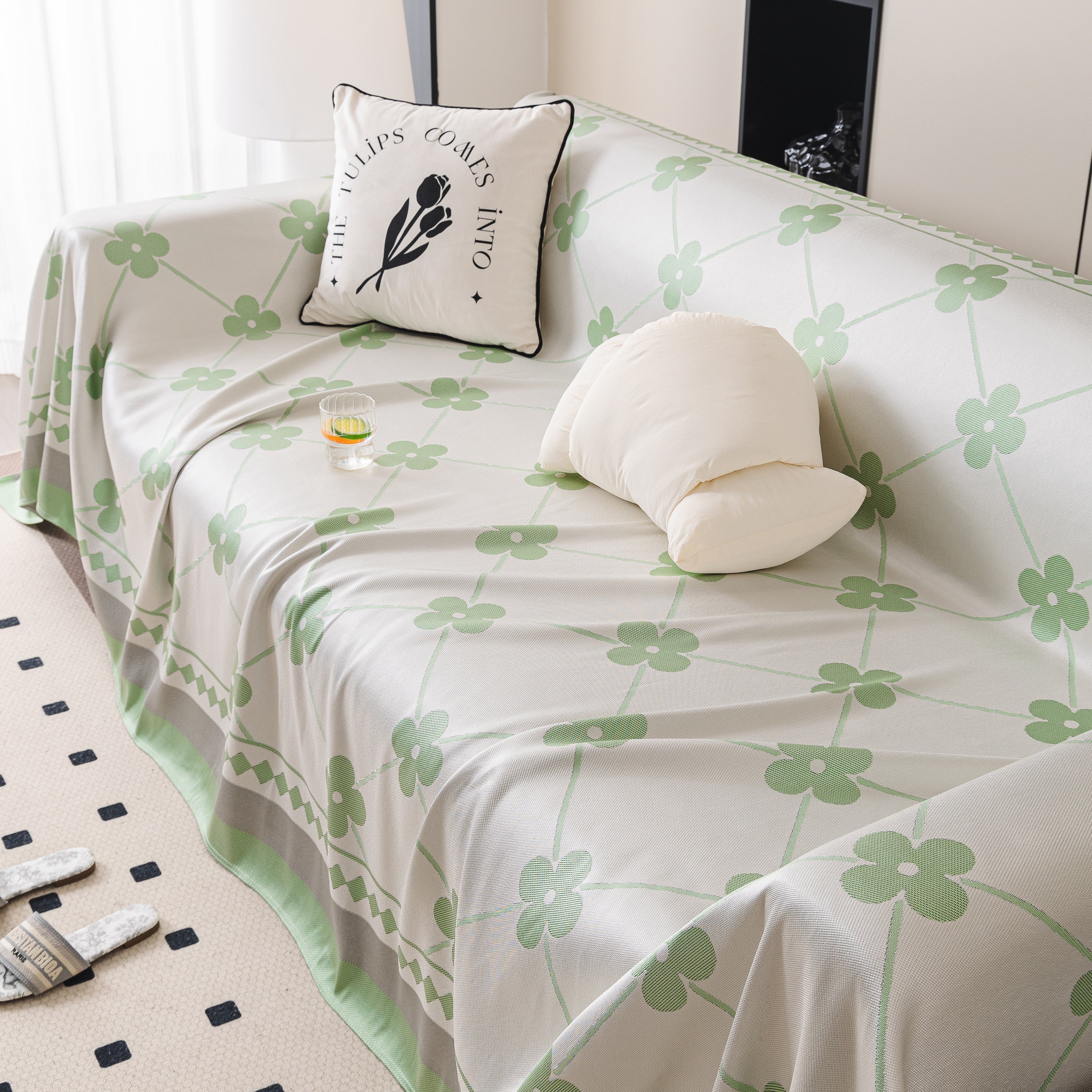 Cooling Four-Leaf Clover Hope Faith Love Luck Summer Comfy Ice Silk Furniture Throw Covers for Sofas - Image 63