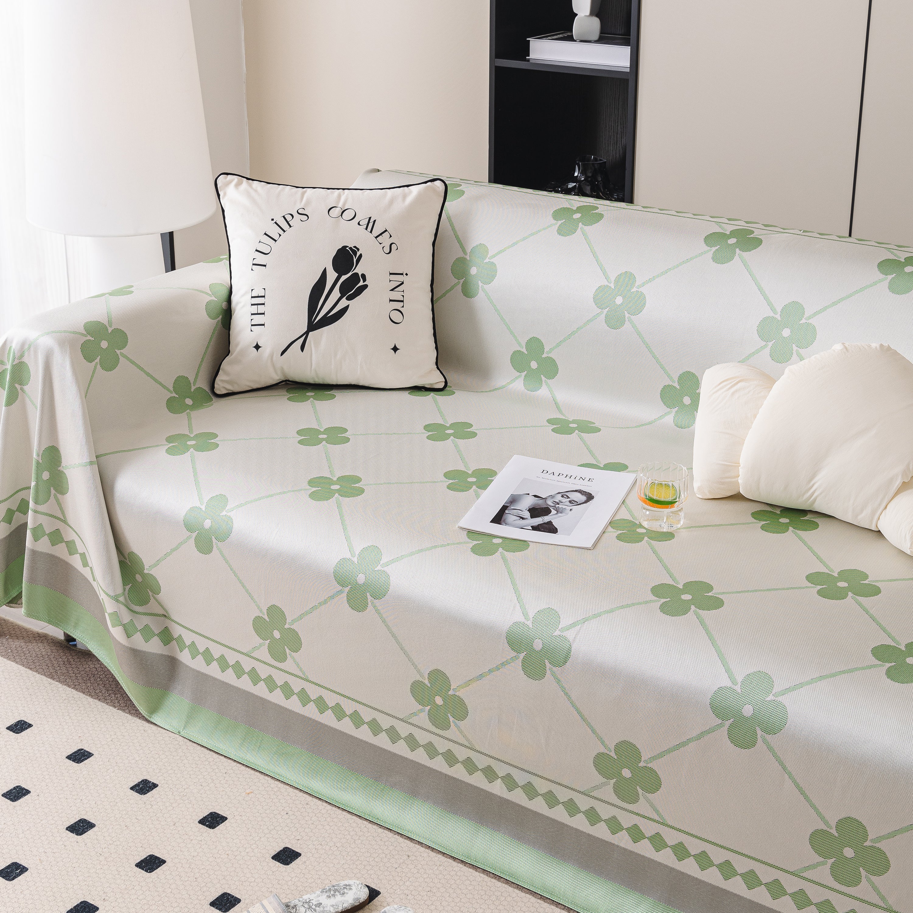 Cooling Four-Leaf Clover Hope Faith Love Luck Summer Comfy Ice Silk Furniture Throw Covers for Sofas - Image 64