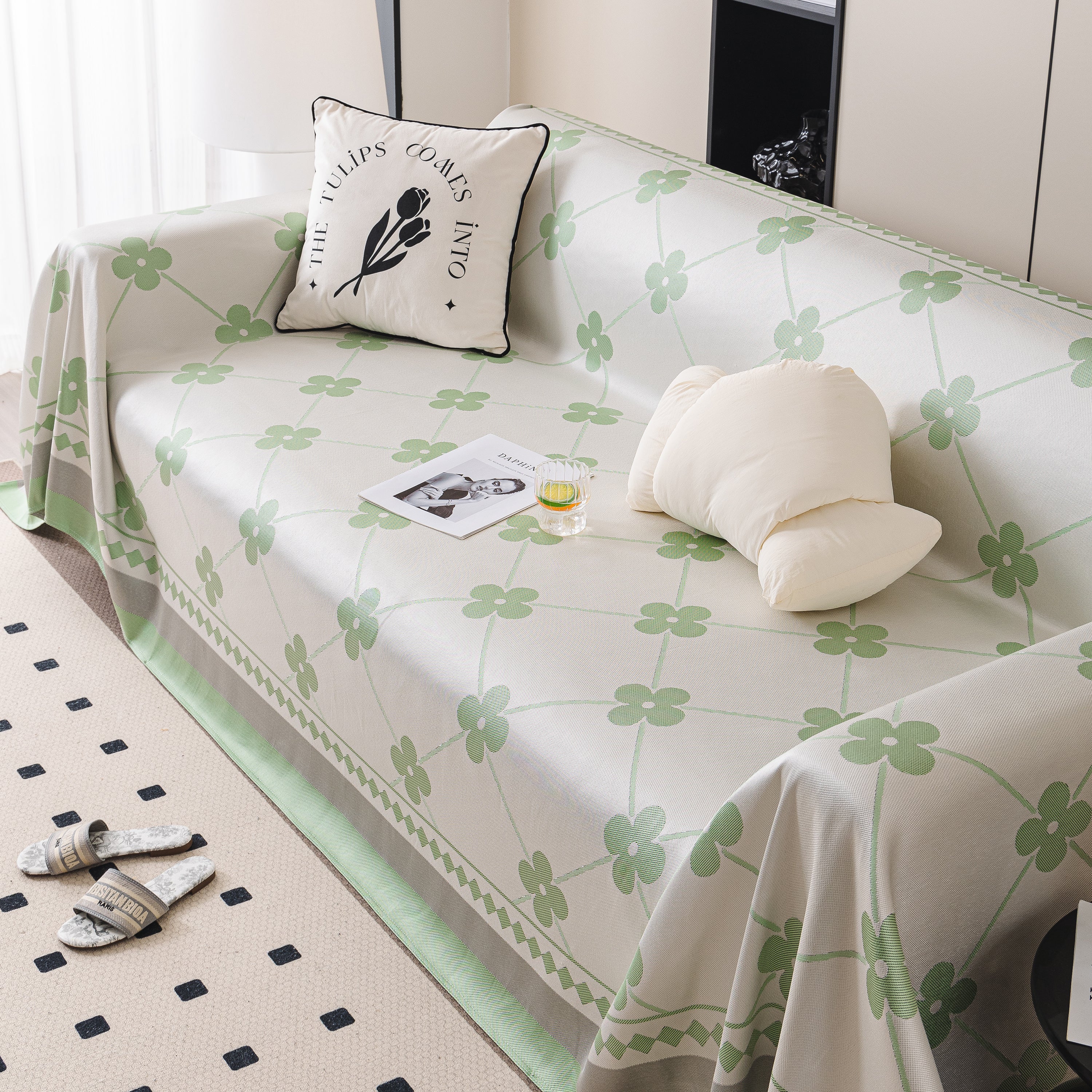 Cooling Four-Leaf Clover Hope Faith Love Luck Summer Comfy Ice Silk Furniture Throw Covers for Sofas - Image 65