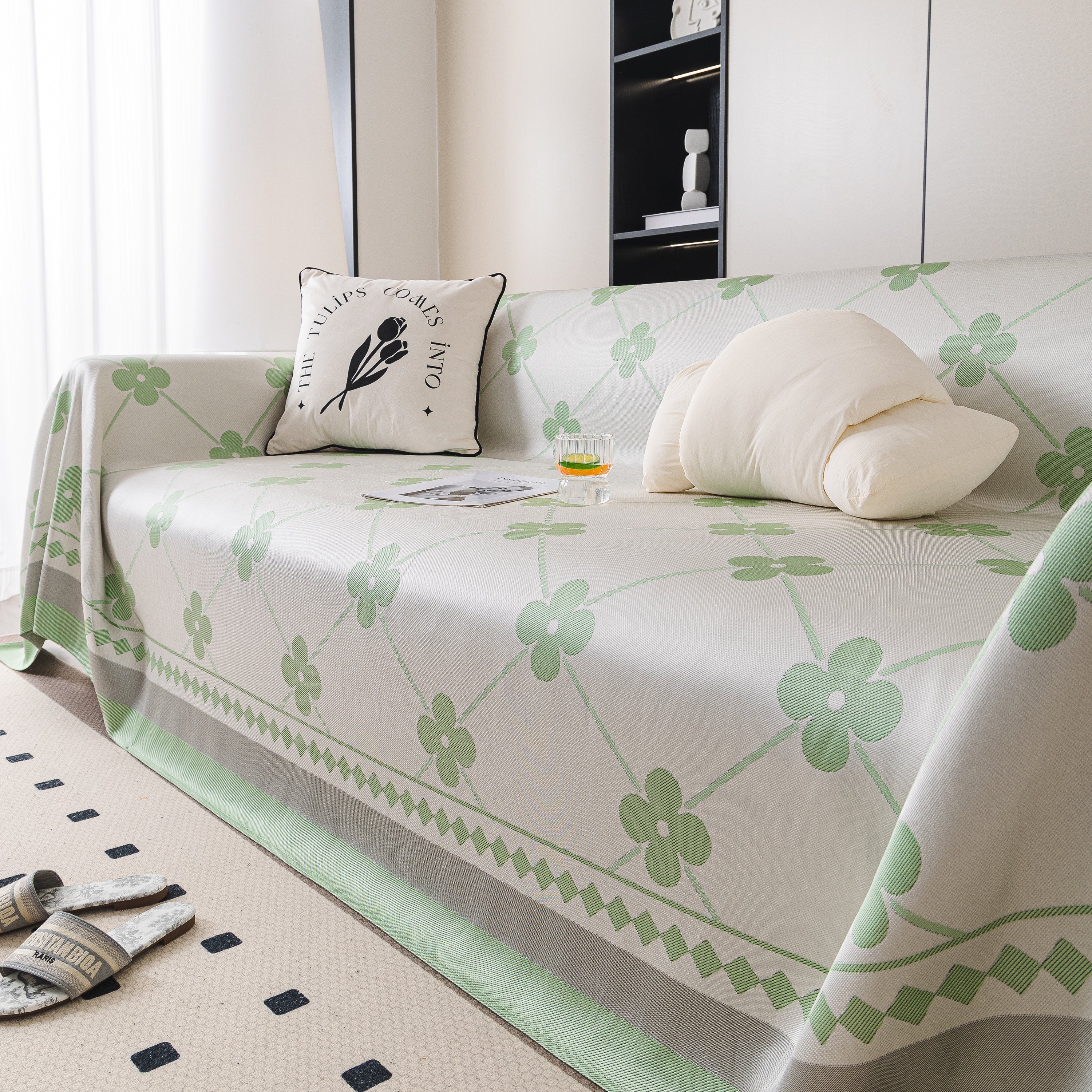 Cooling Four-Leaf Clover Hope Faith Love Luck Summer Comfy Ice Silk Furniture Throw Covers for Sofas - Image 66