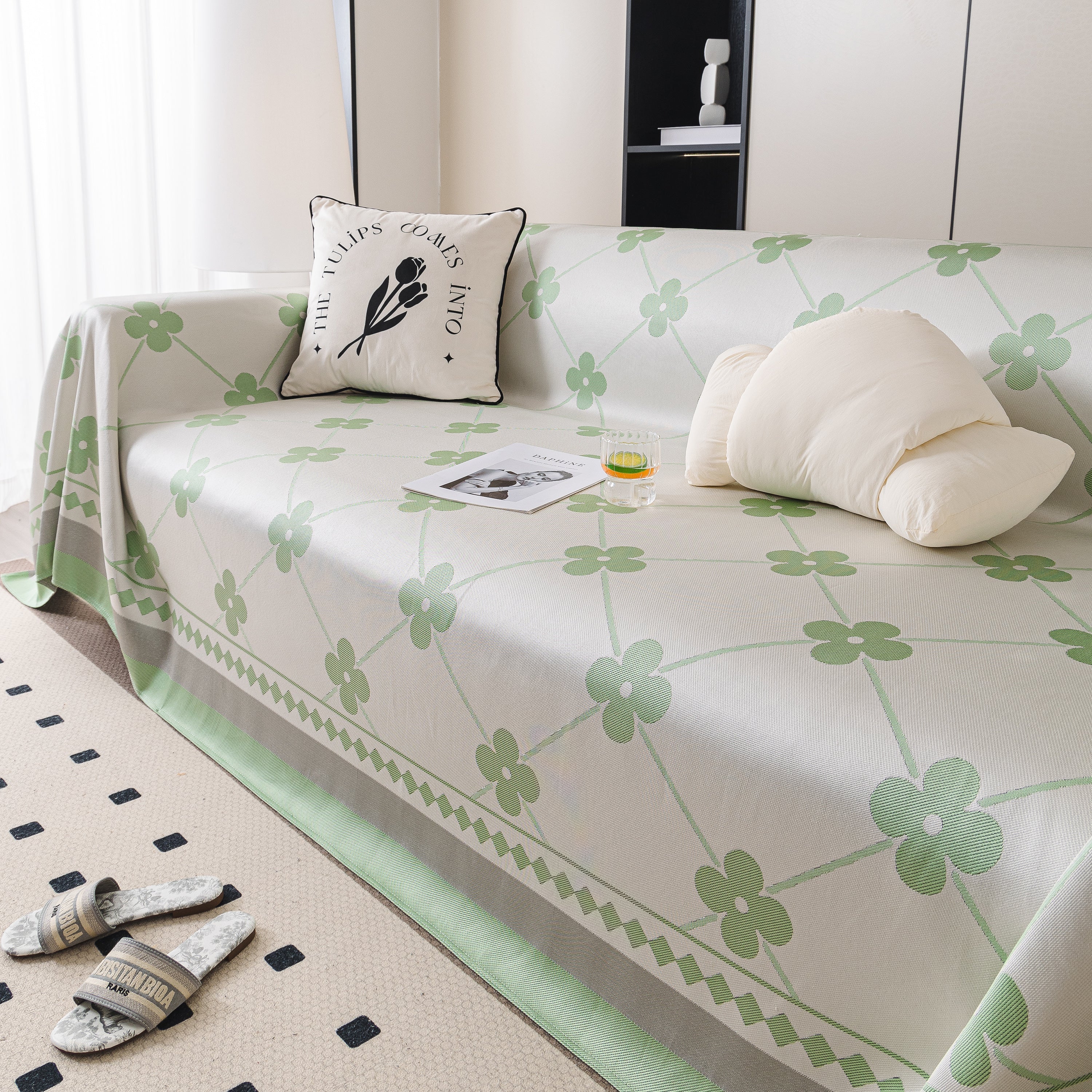Cooling Four-Leaf Clover Hope Faith Love Luck Summer Comfy Ice Silk Furniture Throw Covers for Sofas - Image 67