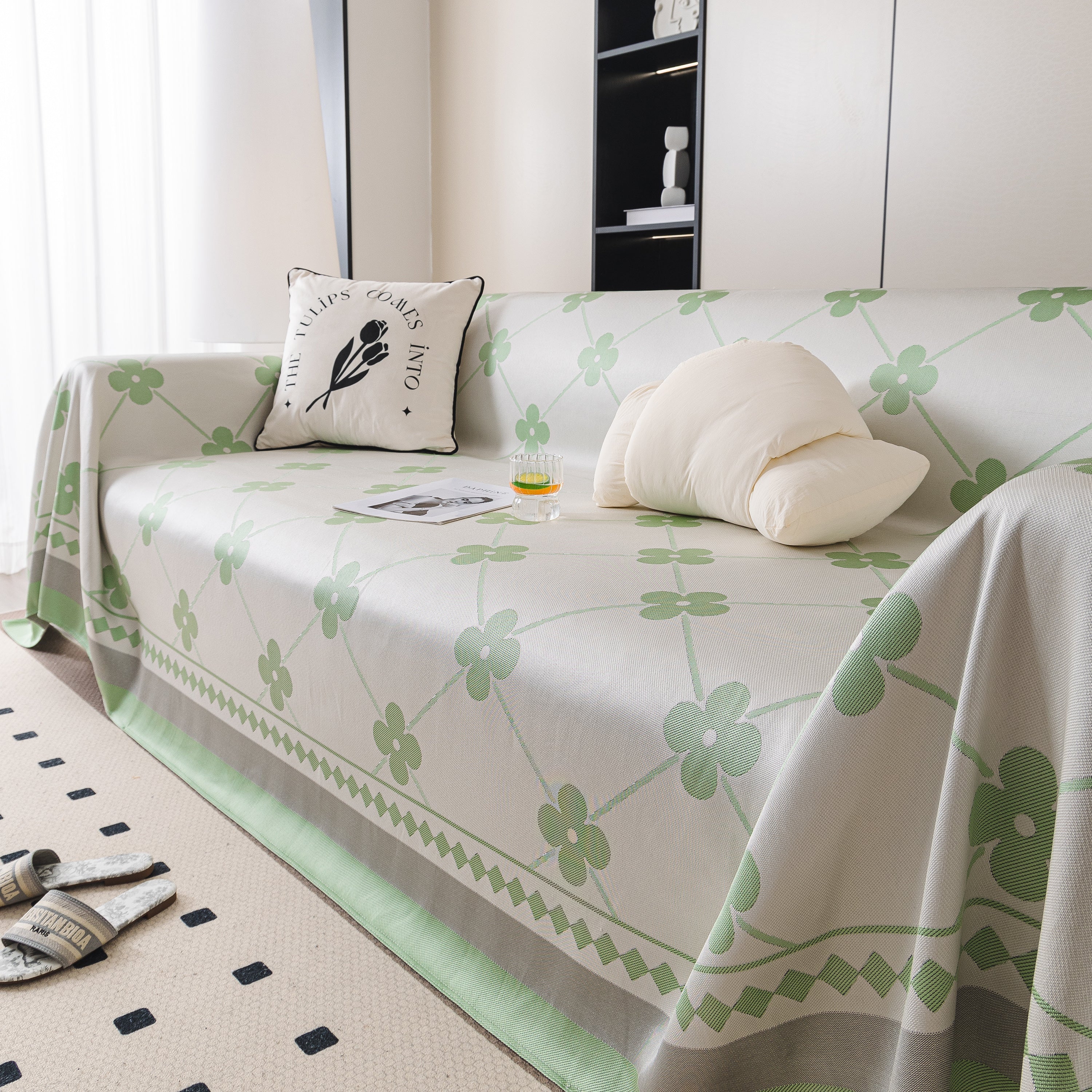 Cooling Four-Leaf Clover Hope Faith Love Luck Summer Comfy Ice Silk Furniture Throw Covers for Sofas - Image 68