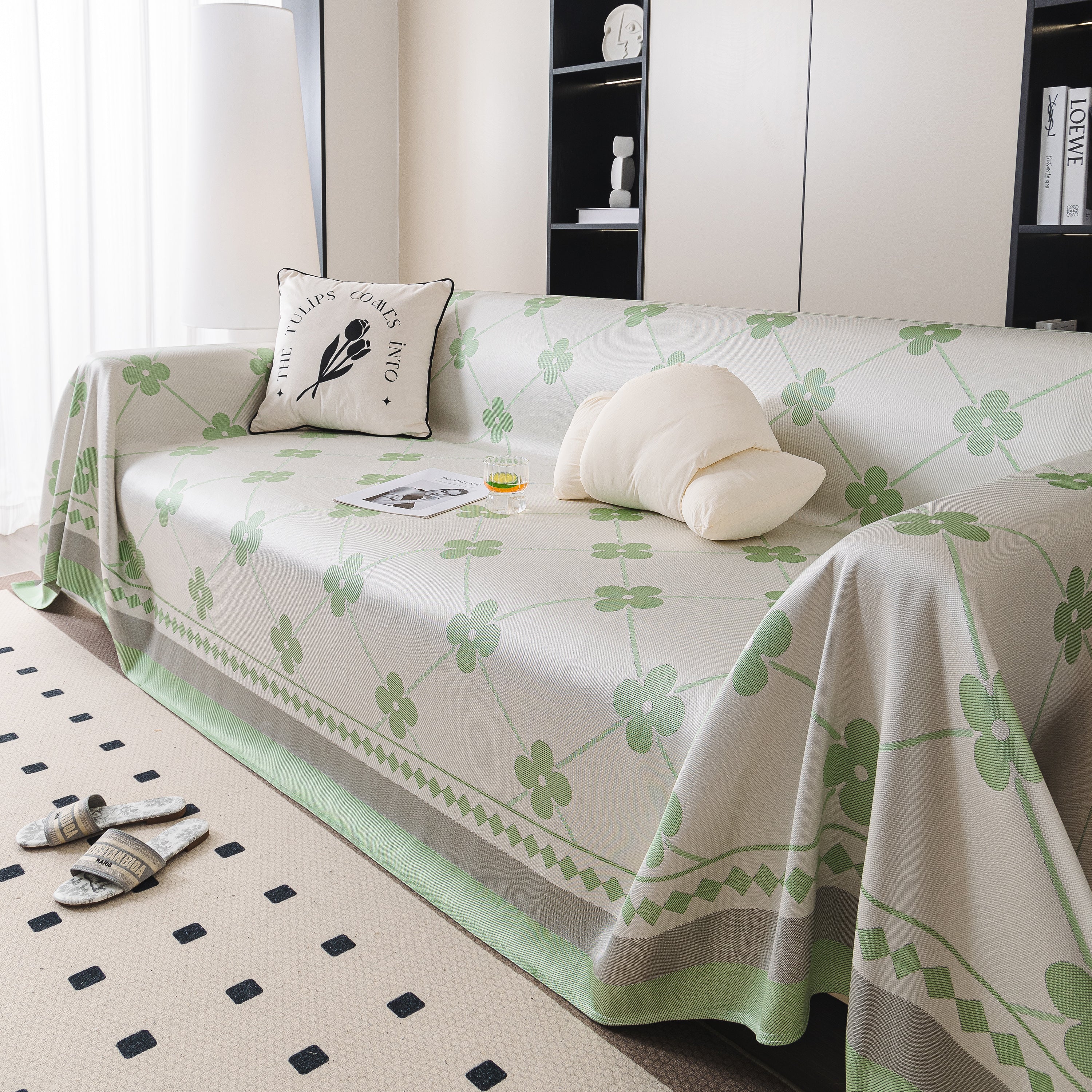 Cooling Four-Leaf Clover Hope Faith Love Luck Summer Comfy Ice Silk Furniture Throw Covers for Sofas - Image 69