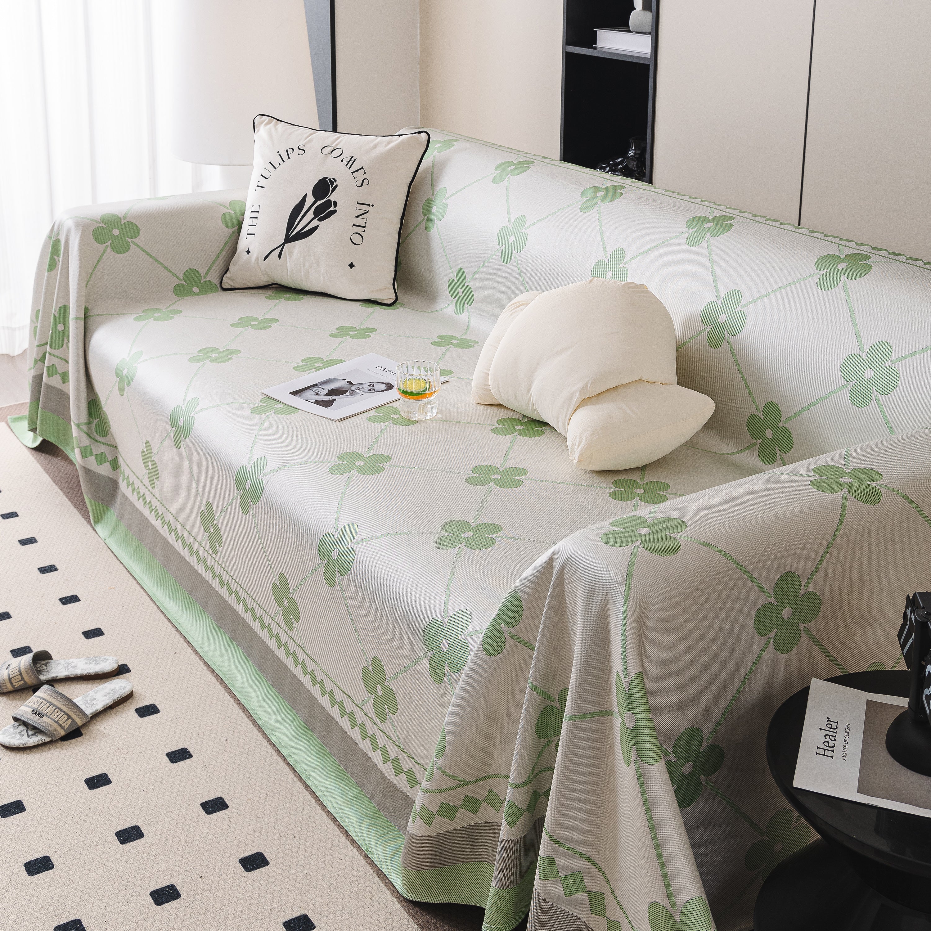 Cooling Four-Leaf Clover Hope Faith Love Luck Summer Comfy Ice Silk Furniture Throw Covers for Sofas - Image 70