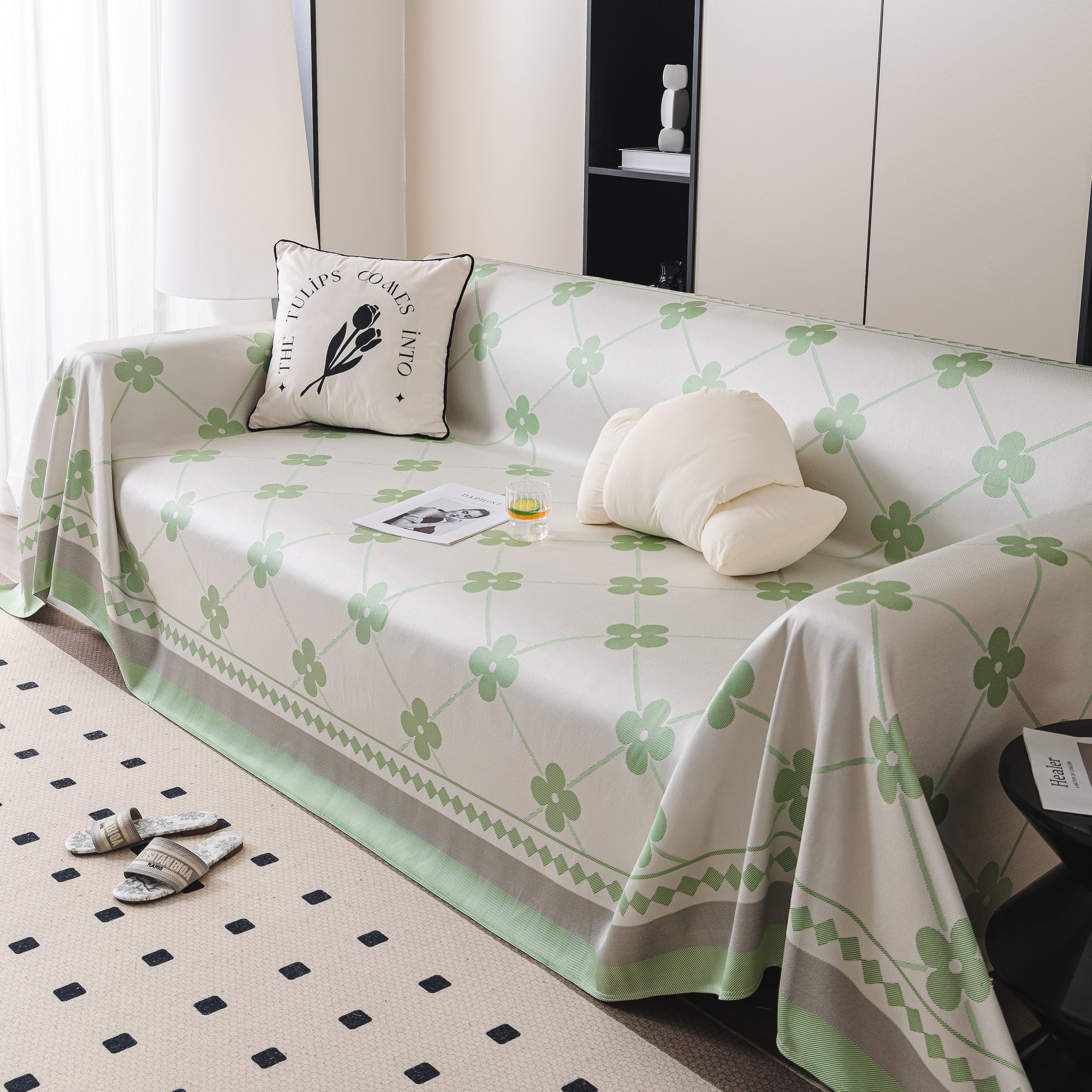 Cooling Four-Leaf Clover Hope Faith Love Luck Summer Comfy Ice Silk Furniture Throw Covers for Sofas - Image 71