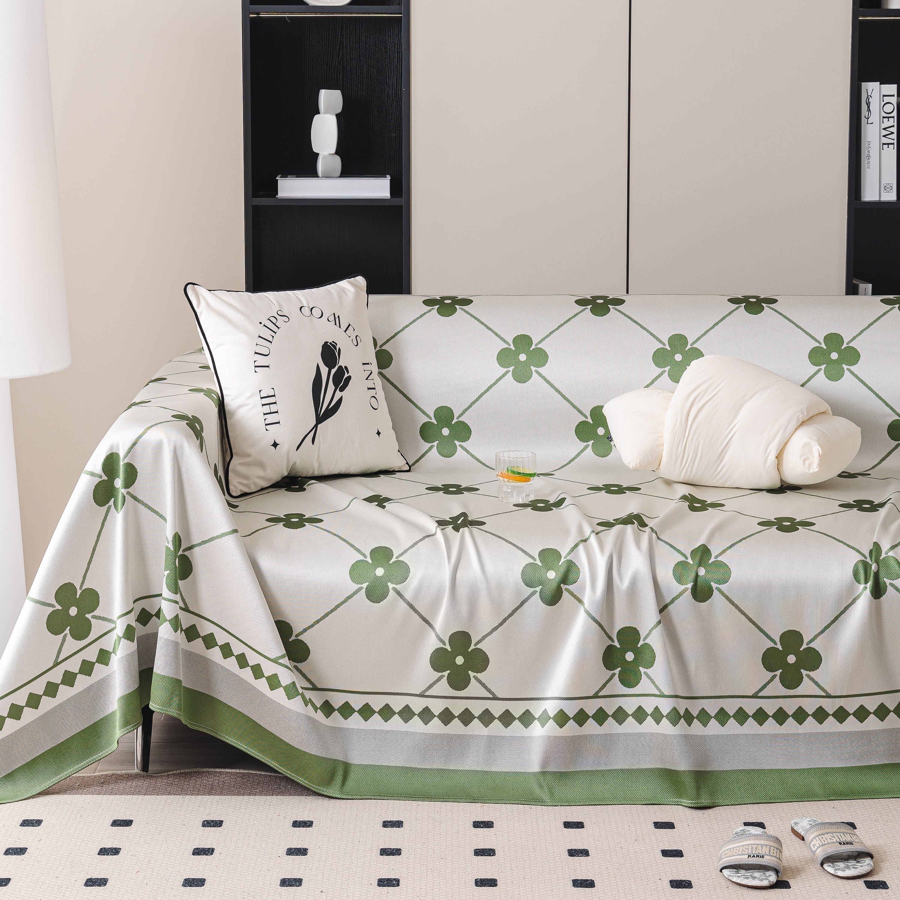 Cooling Four-Leaf Clover Hope Faith Love Luck Summer Comfy Ice Silk Furniture Throw Covers for Sofas - Image 8