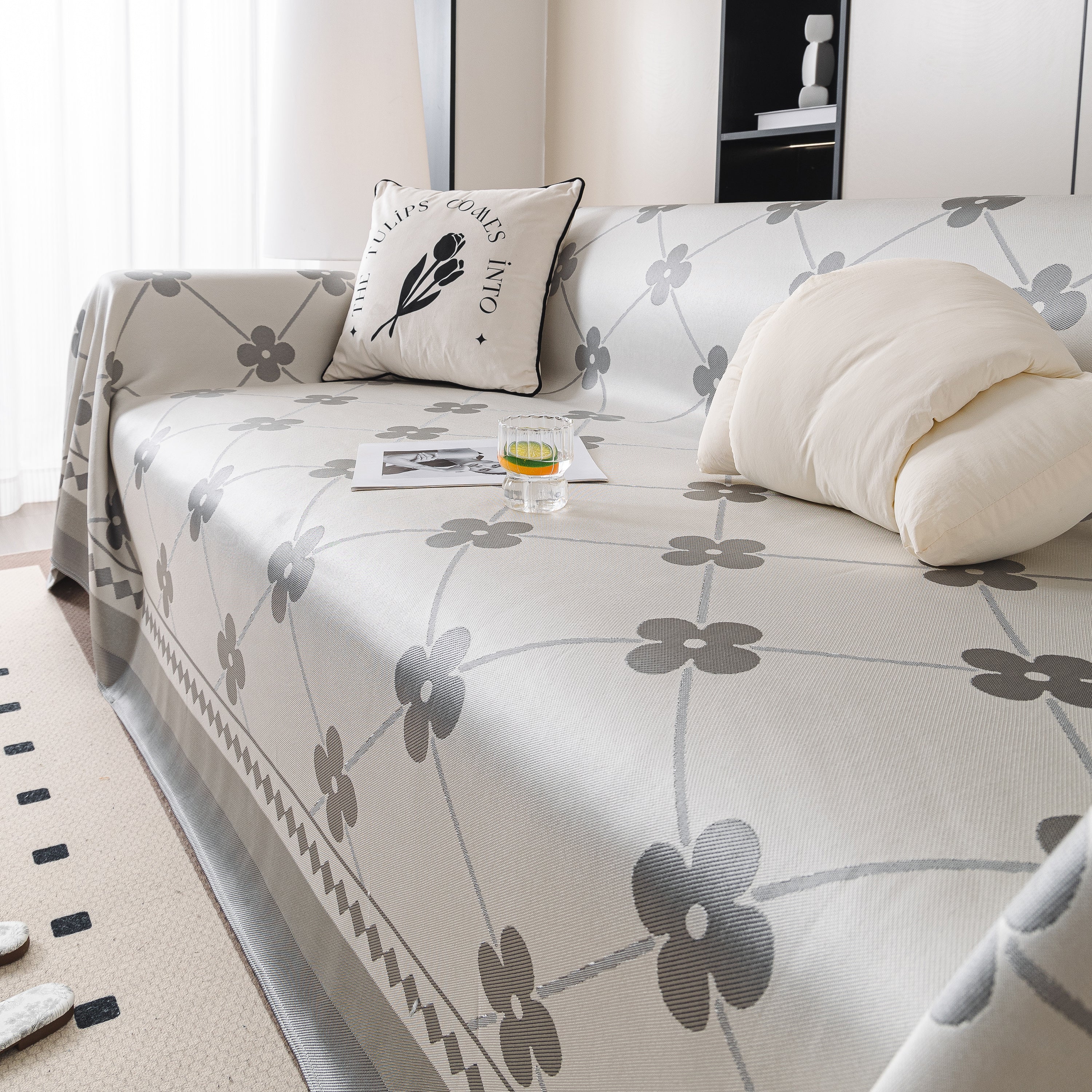 Cooling Four-Leaf Clover Hope Faith Love Luck Summer Comfy Ice Silk Furniture Throw Covers for Sofas - Image 83